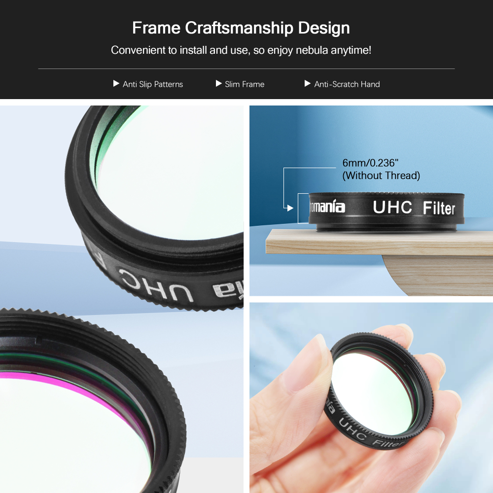 Astromania Telescope UHC Filter 1.25 Inch, Telescope Filter Improve Image Contrast Reduces Light Pollution, Telescope Accessories Nebula Filter for Superb Views of Orion, Swan and Other Extended Nebulae