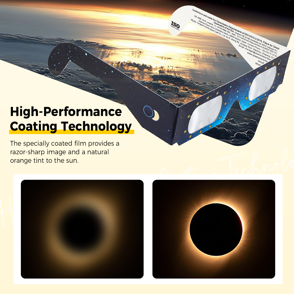 Astromania Solar Eclipse Glasses 5 Pack, Trusted for Direct Solar Eclipse Viewing - ISO 12312-2 & CE Certified, Telescope Accessories Provide Ideal Protection for Eyes During Sun Eclipse Observation