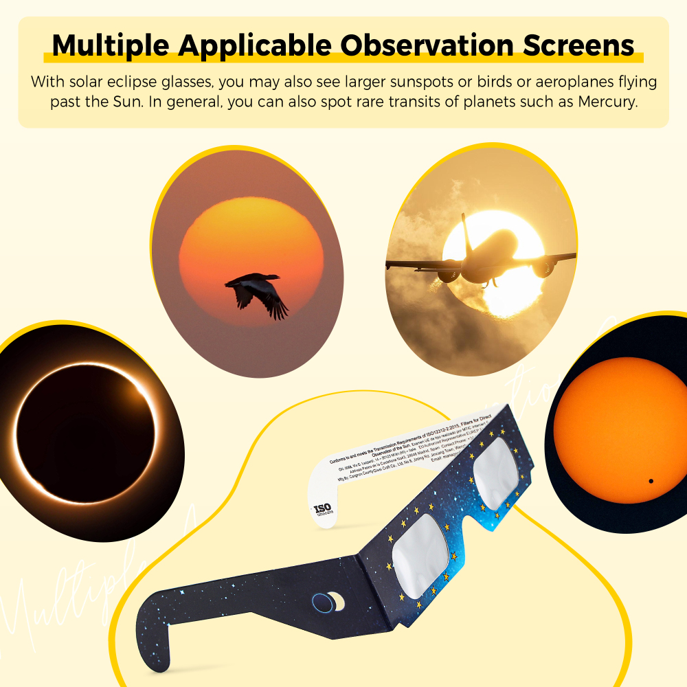 Astromania Solar Eclipse Glasses 5 Pack, Trusted for Direct Solar Eclipse Viewing - ISO 12312-2 & CE Certified, Telescope Accessories Provide Ideal Protection for Eyes During Sun Eclipse Observation