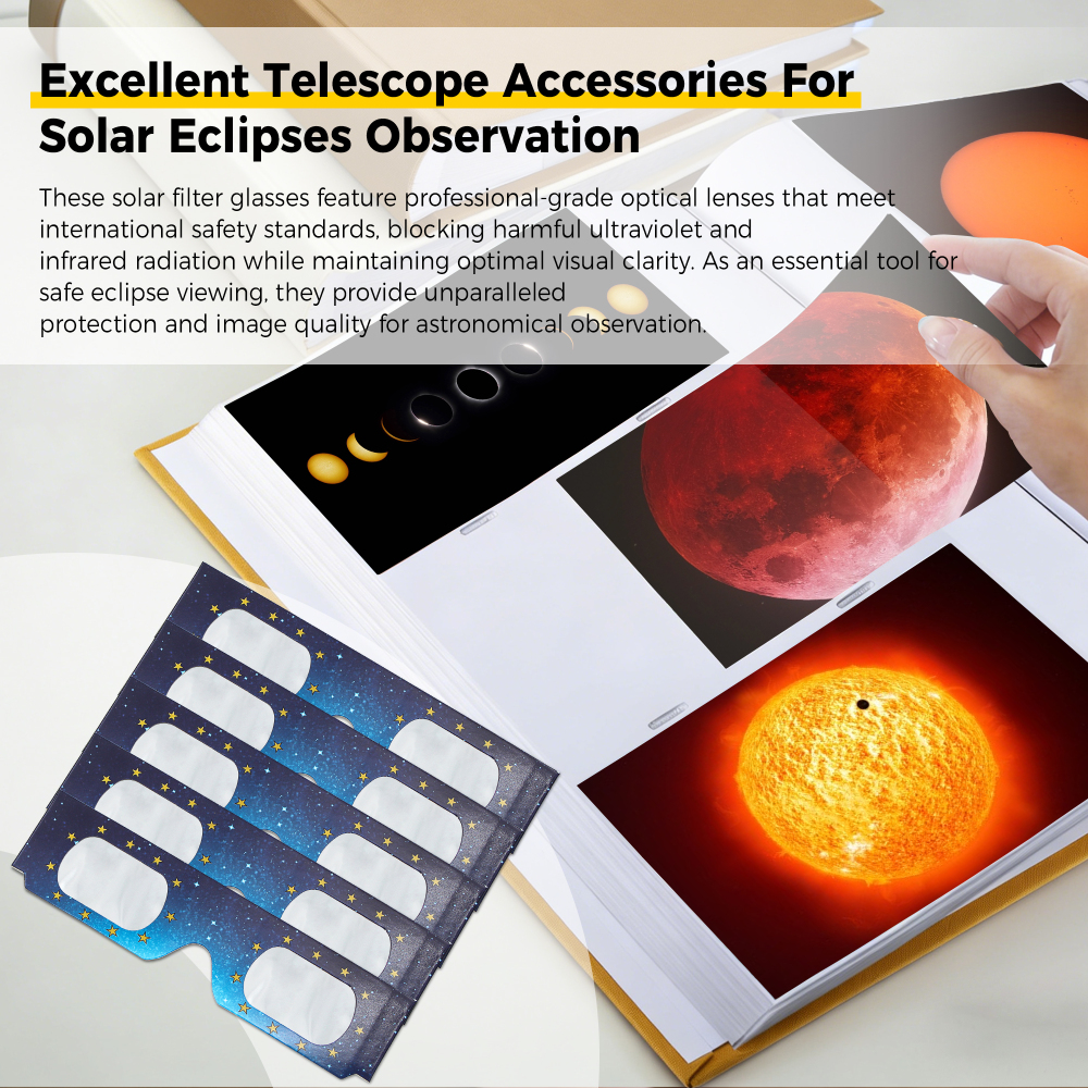 Astromania Solar Eclipse Glasses 5 Pack, Trusted for Direct Solar Eclipse Viewing - ISO 12312-2 & CE Certified, Telescope Accessories Provide Ideal Protection for Eyes During Sun Eclipse Observation
