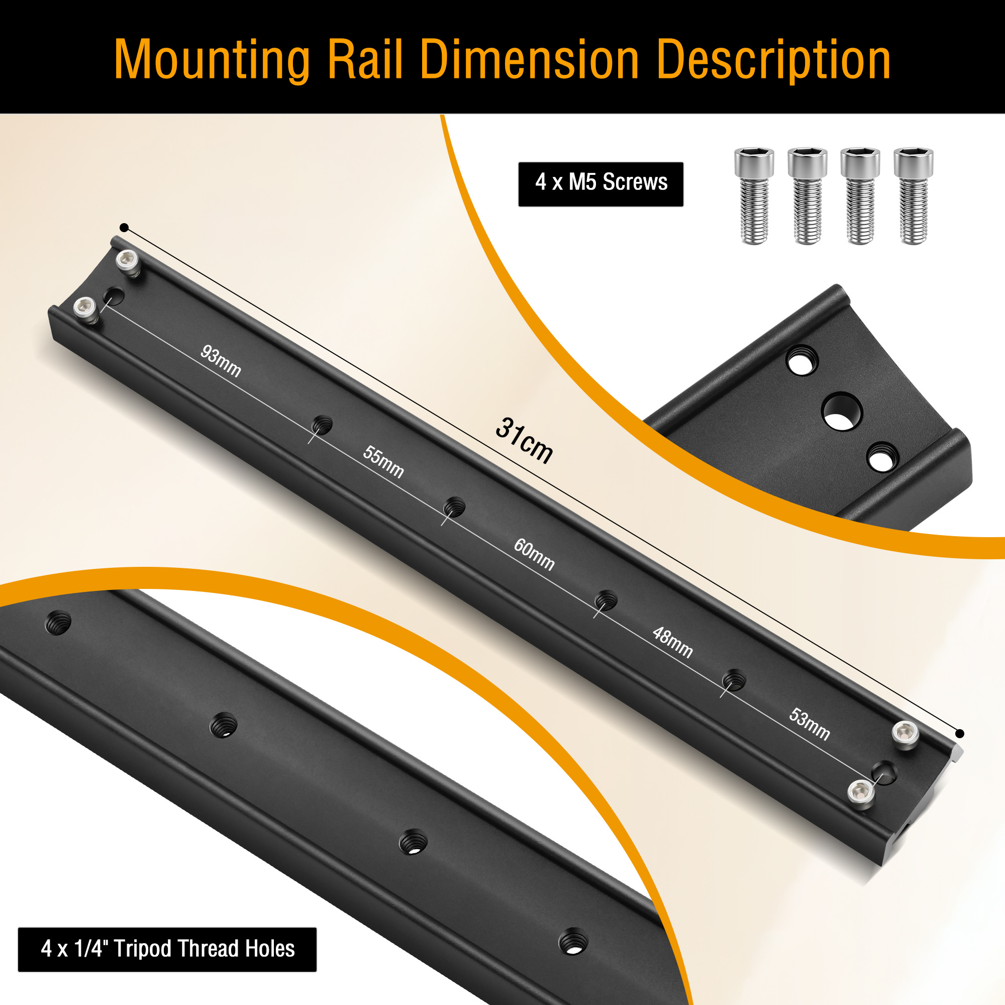 Astromania 33cm mounting Rail for EQ-4/5/6 mounts - GP Prism Rail for telescopes - Easy Installation for Your Telescope OTA