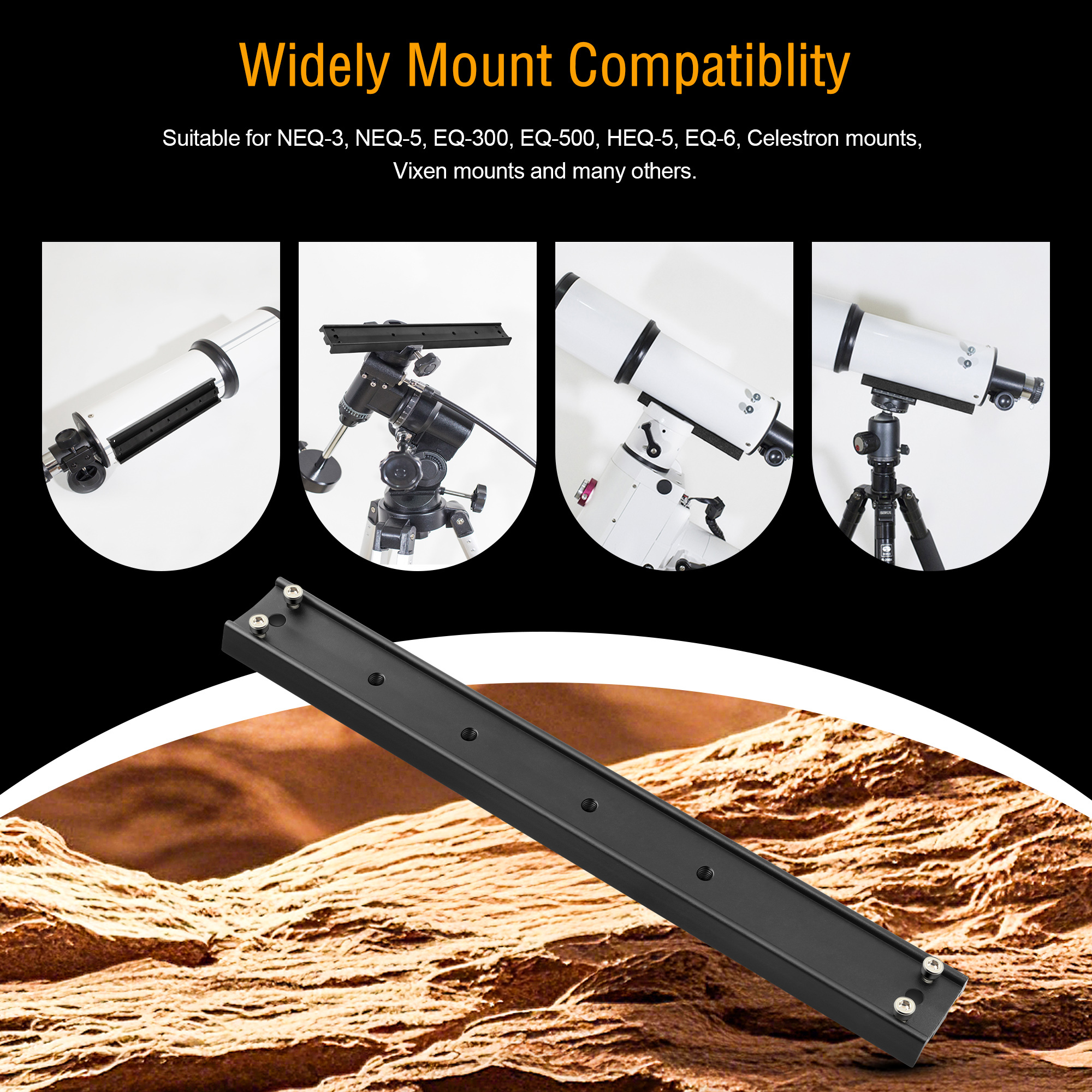 Astromania 33cm mounting Rail for EQ-4/5/6 mounts - GP Prism Rail for telescopes - Easy Installation for Your Telescope OTA