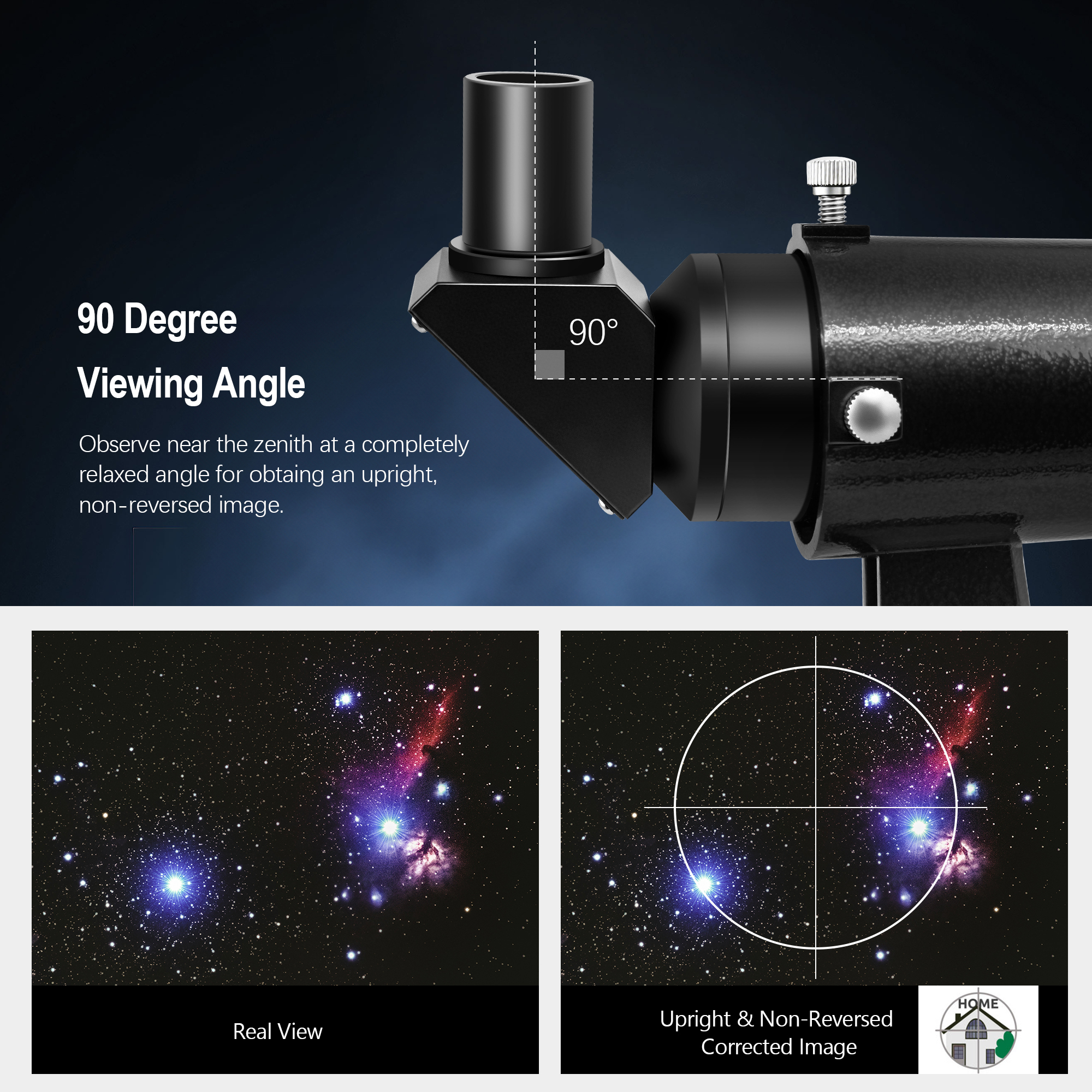 Astromania 9x50 Angled Finder Scope with Upright and Non-reversed Image, Black