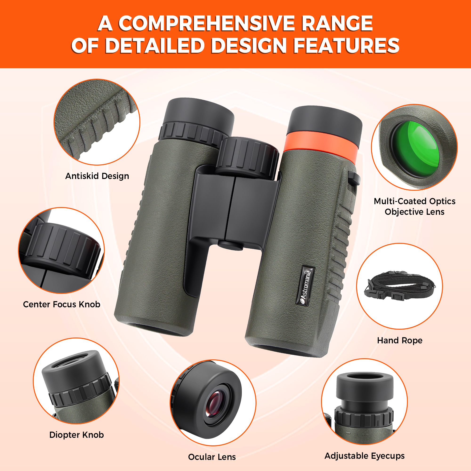Astromania 8x26 Compact Binoculars Waterproof for Adults and Kids, Hunting and Sport Games, Theater and Concerts, Bird Watching