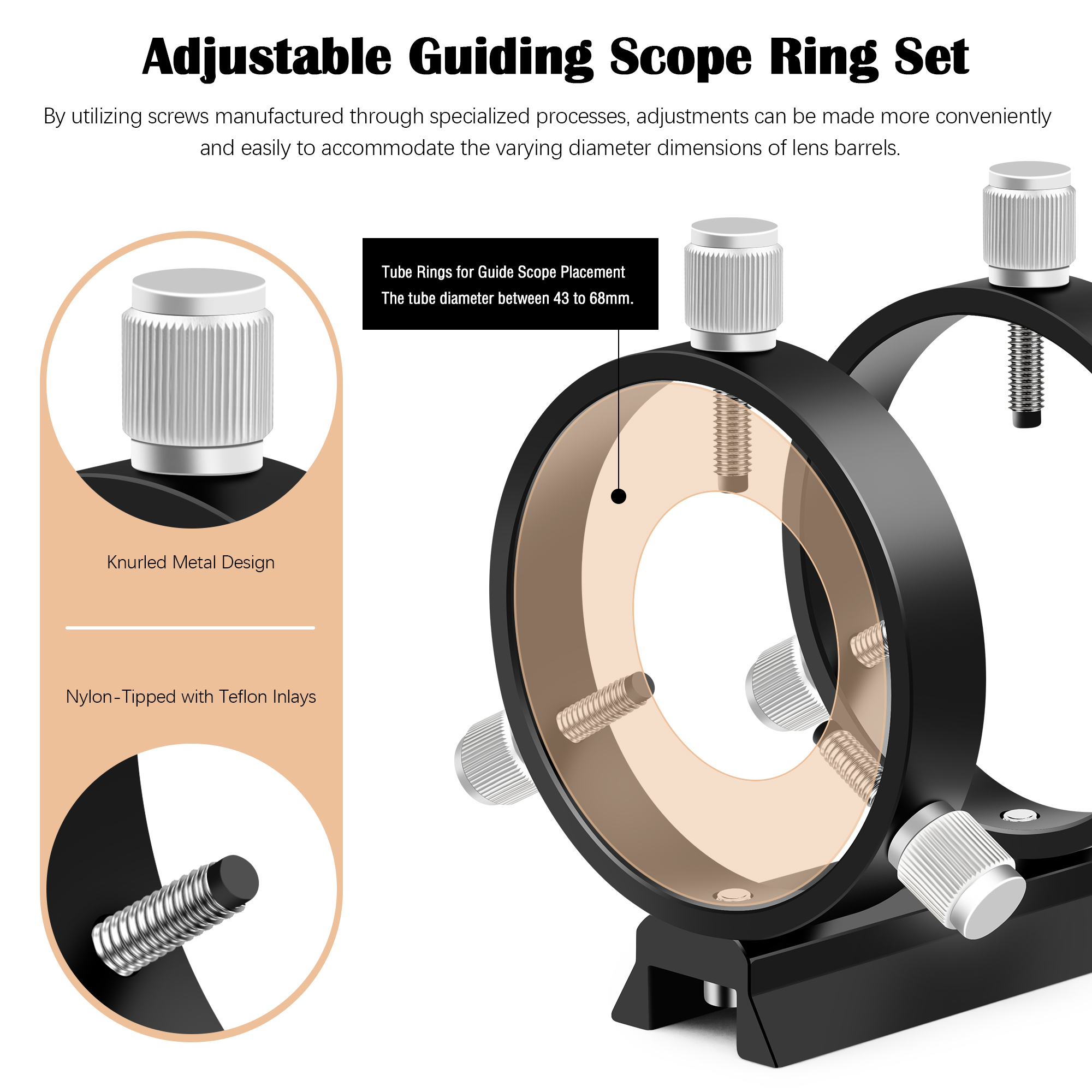 Astromania Guide Scope 50mm Compact Deluxe Finder Guide Scope Kit with Double Helical Focuser Compatible with 1.25 inch Eyepiece for Astronomical Telescope & Auto Guiding Cameras for Astrophotography