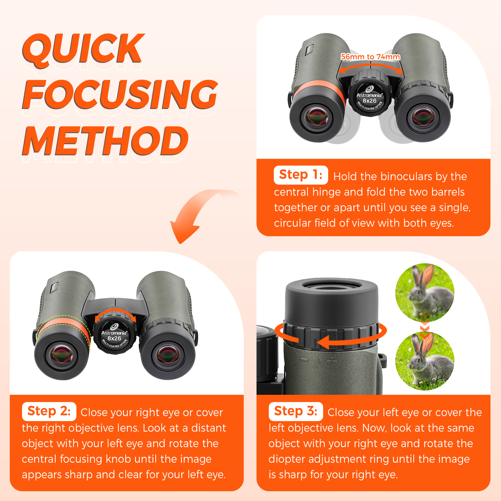 Astromania 8x26 Compact Binoculars Waterproof for Adults and Kids, Hunting and Sport Games, Theater and Concerts, Bird Watching