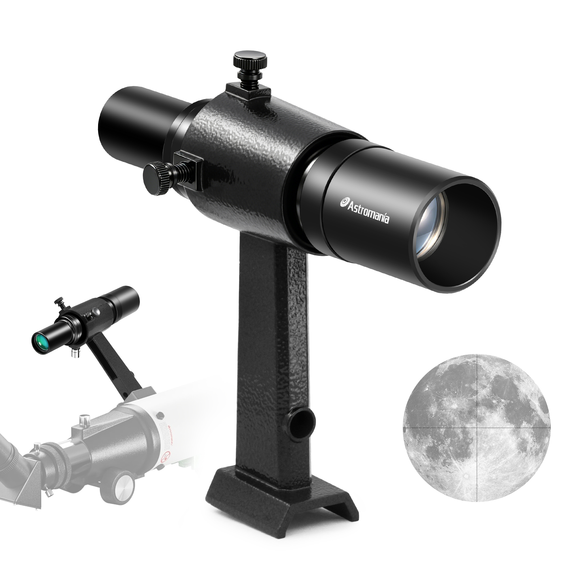 Astromania Finder Scope, 6x30 Straight-Through Correct Image Optical Finderscope for Astronomy Telescope with Crosshair and Bracket, Fully Multi-Coated Telescope Finder - Upright & Non-reversed Image