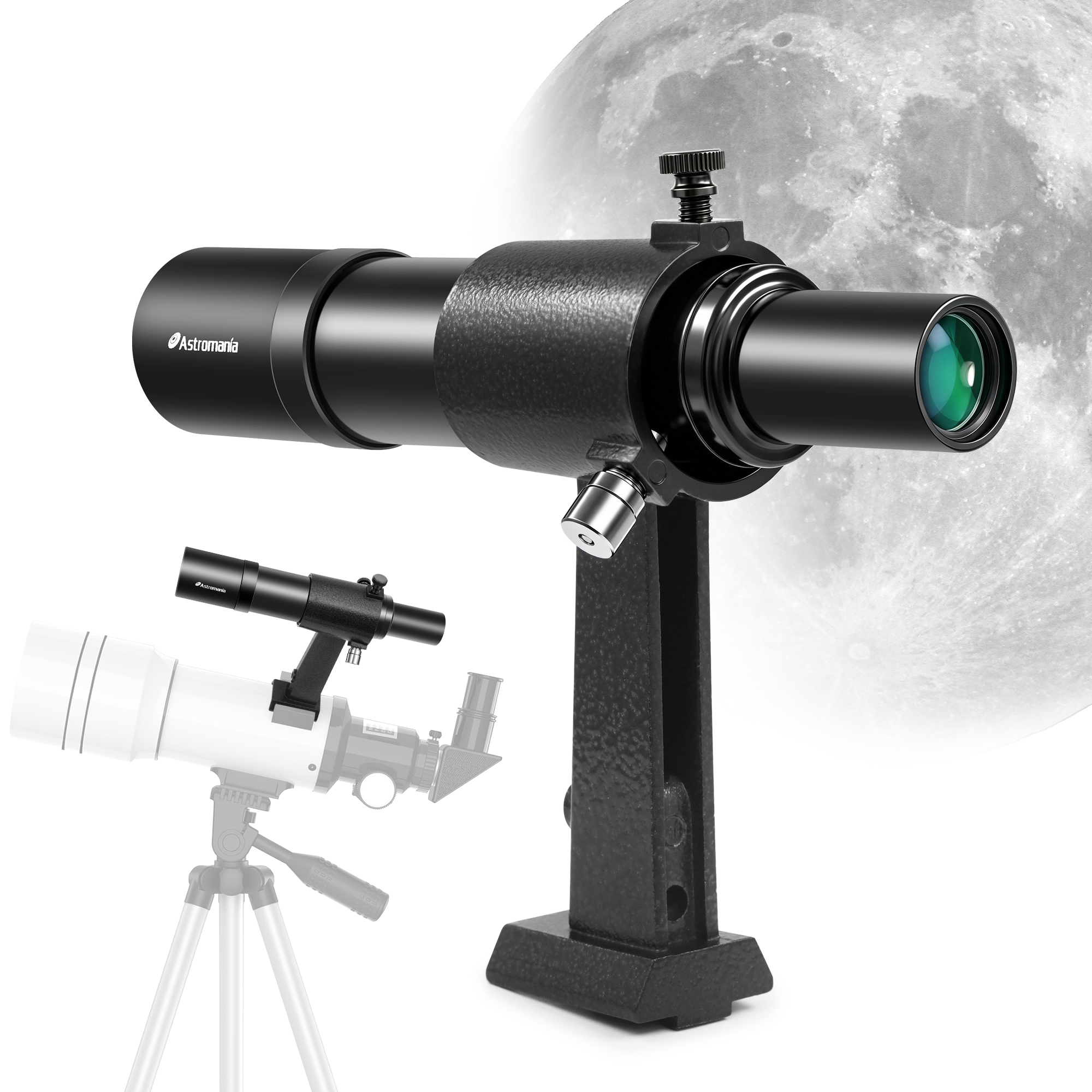 Astromania Finder Scope, 6x30 Metal Optical Finderscope for Astronomy Telescope - Provides Straight-Through Not-Corrected Image Optical, Fully Multi-Coated Telescope Finder with Crosshair and Bracket