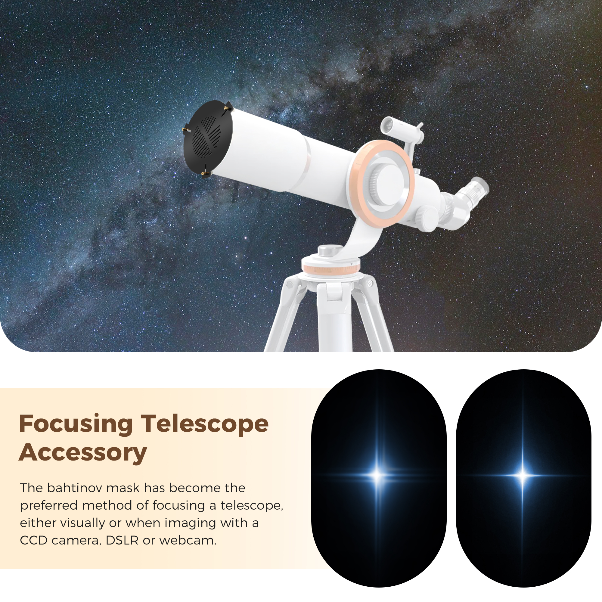 Astromania Bahtinov Mask Focusing Mask for Telescopes - FM60mm for a tube outer diameter (OD) from 65mm-100mm