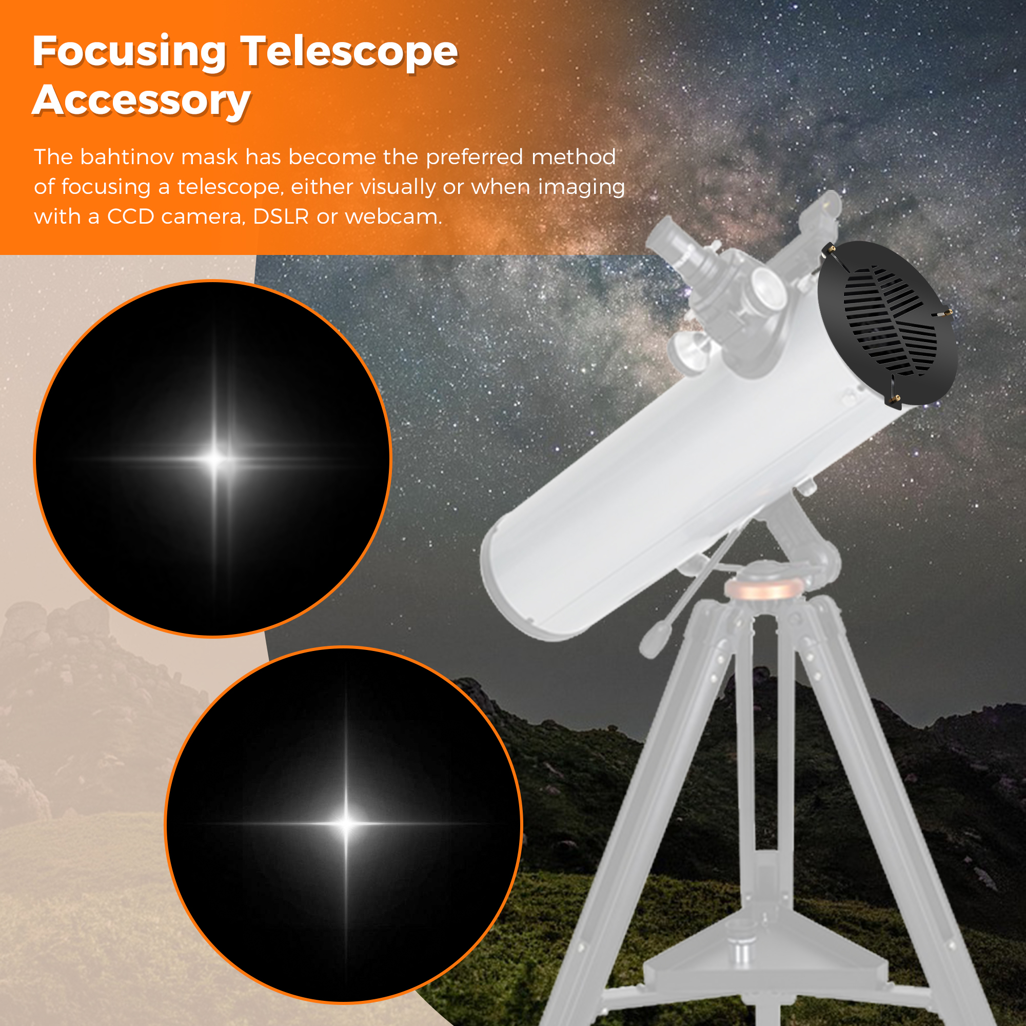 Astromania Bahtinov Mask Focusing Mask for Telescopes - FM140mm for a tube outer diameter (OD) from 150mm-200mm