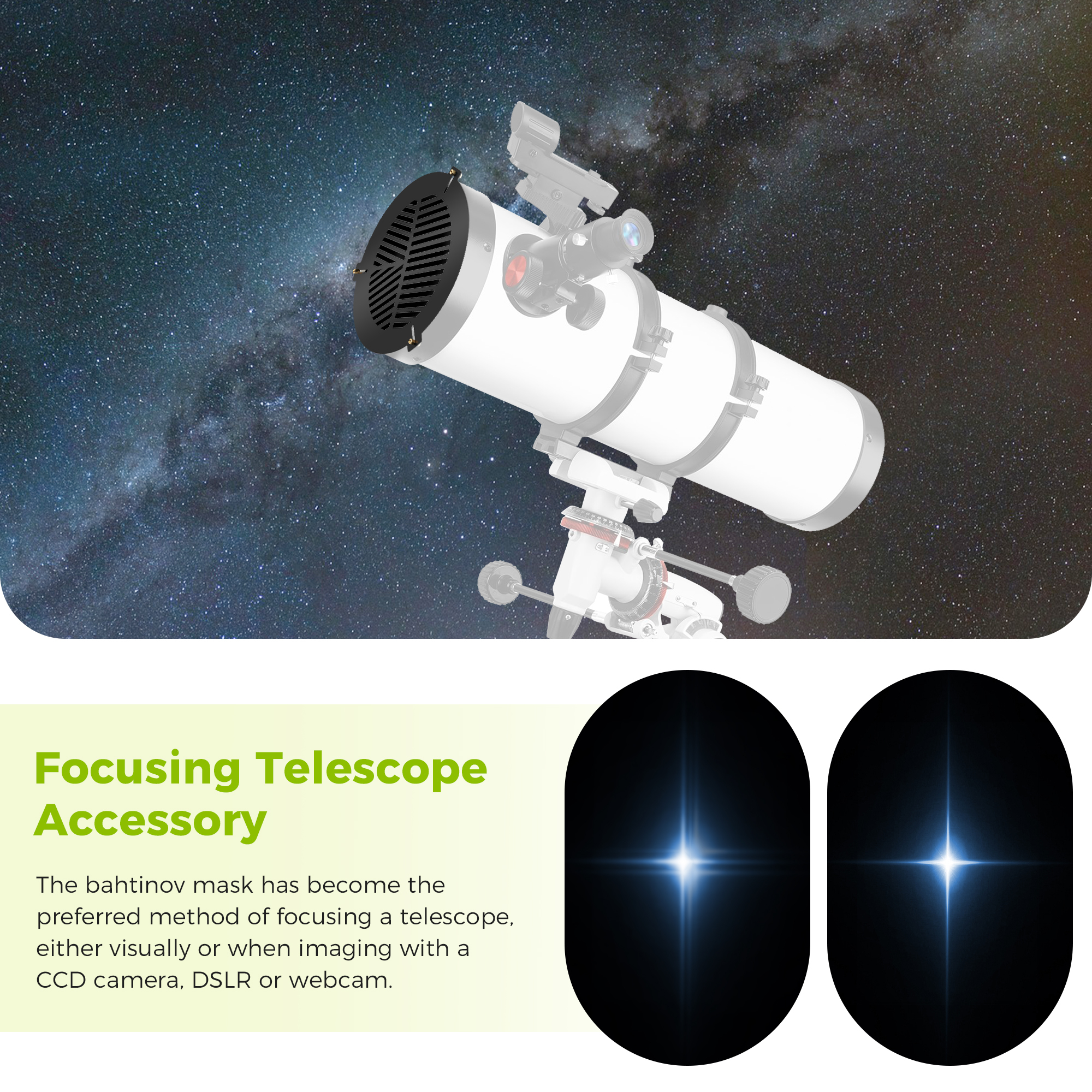 Astromania Bahtinov Mask Focusing Mask for Telescopes - FM180mm for a tube outer diameter (OD) from 195mm-240mm