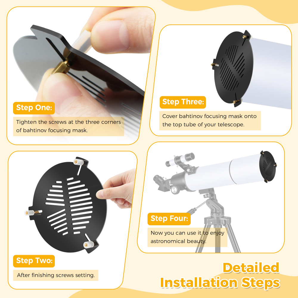 Astromania Bahtinov Mask Focusing Mask for Telescopes - FM80mm for a tube outer diameter (OD) from 85mm-120mm