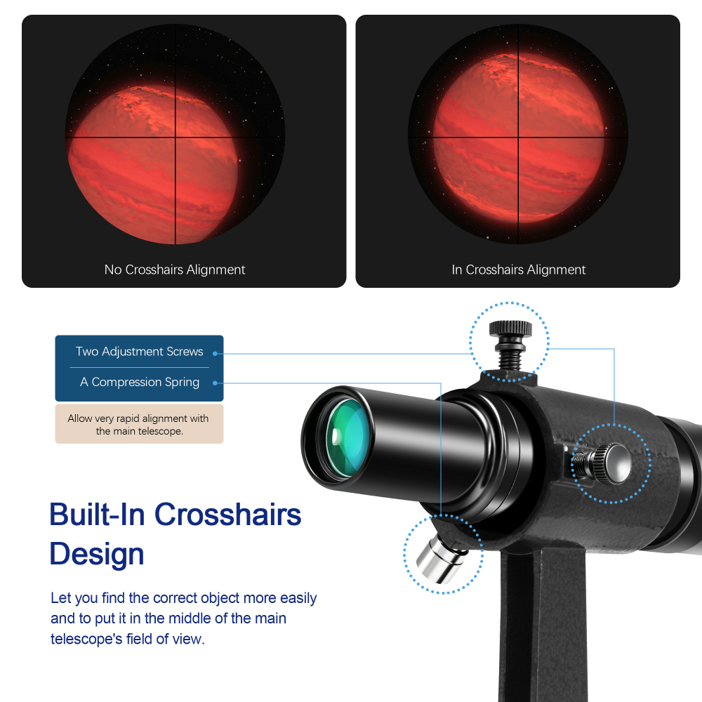 Astromania Finder Scope, 6x30 Straight-Through Correct Image Optical Finderscope for Astronomy Telescope with Crosshair and Bracket, Fully Multi-Coated Telescope Finder - Upright & Non-reversed Image