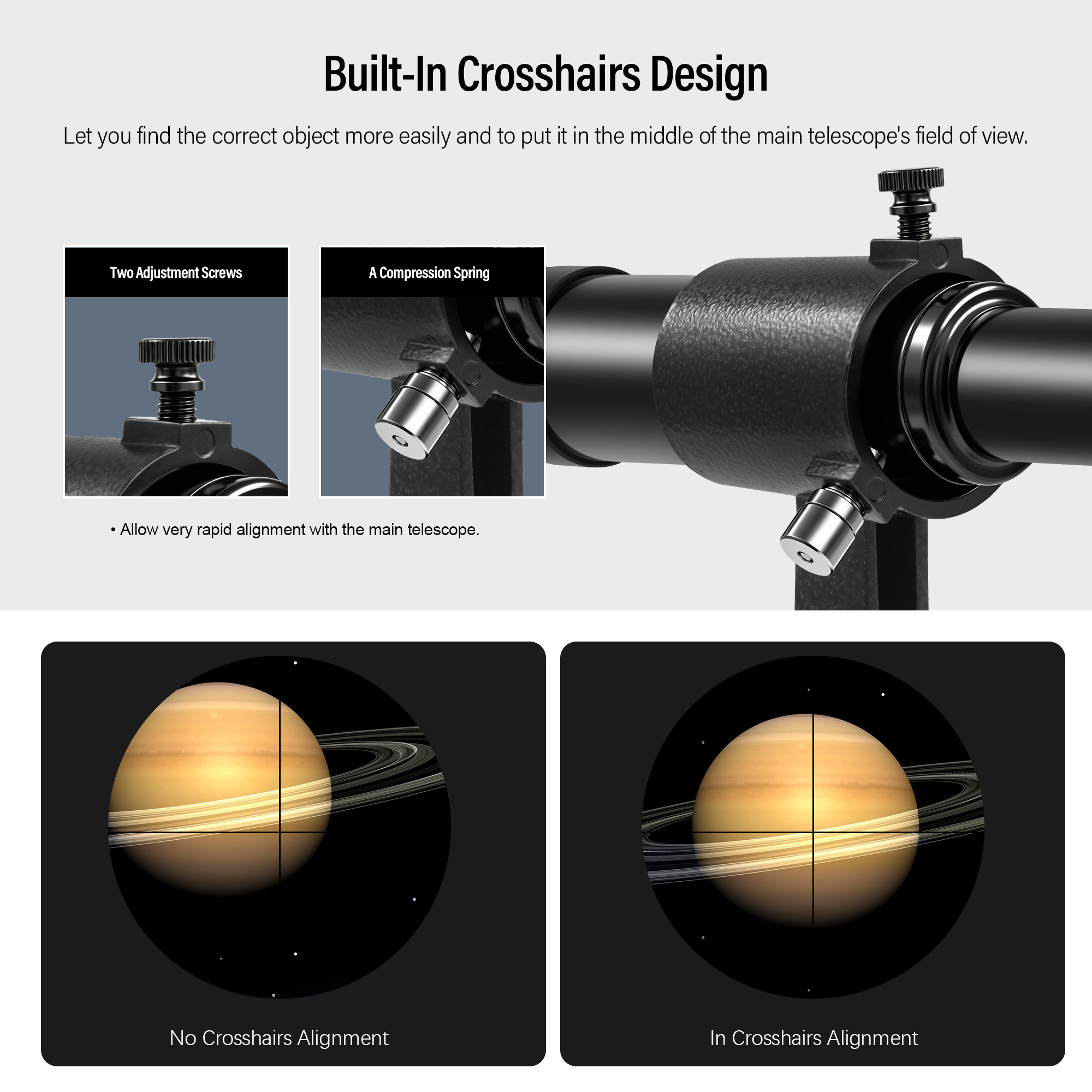 Astromania Finder Scope, 6x30 Metal Optical Finderscope for Astronomy Telescope - Provides Straight-Through Not-Corrected Image Optical, Fully Multi-Coated Telescope Finder with Crosshair and Bracket