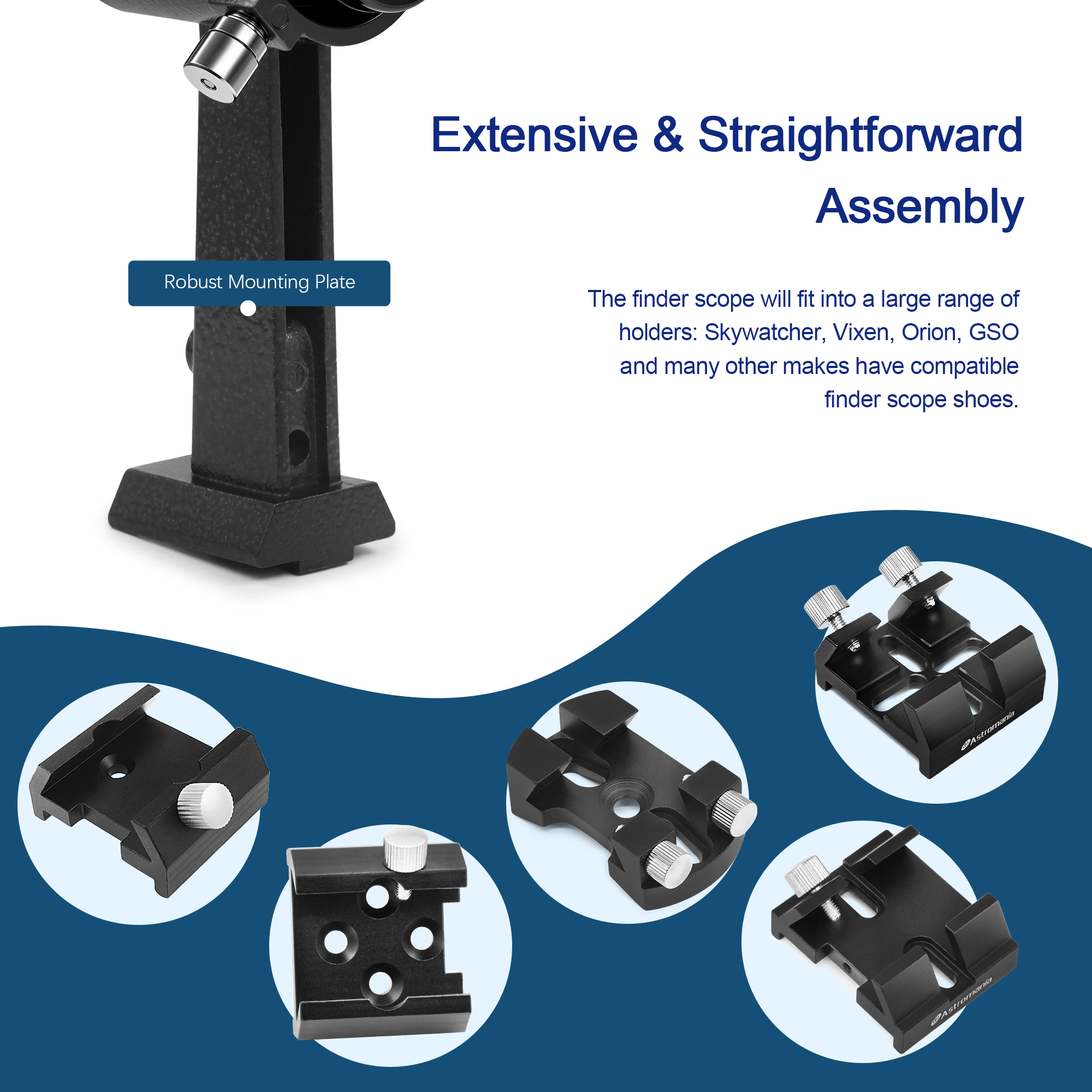 Astromania Finder Scope, 6x30 Straight-Through Correct Image Optical Finderscope for Astronomy Telescope with Crosshair and Bracket, Fully Multi-Coated Telescope Finder - Upright & Non-reversed Image