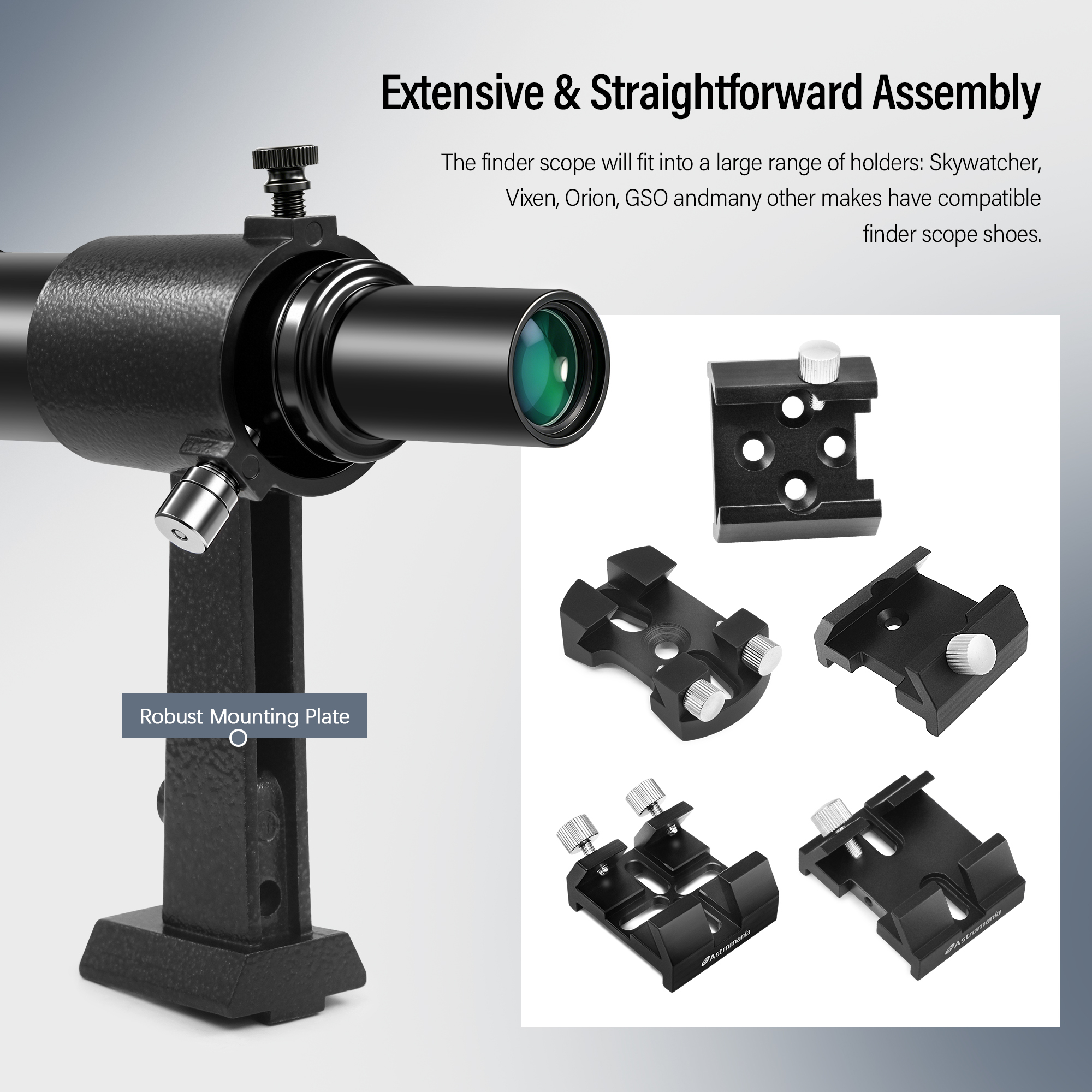 Astromania Finder Scope, 6x30 Metal Optical Finderscope for Astronomy Telescope - Provides Straight-Through Not-Corrected Image Optical, Fully Multi-Coated Telescope Finder with Crosshair and Bracket