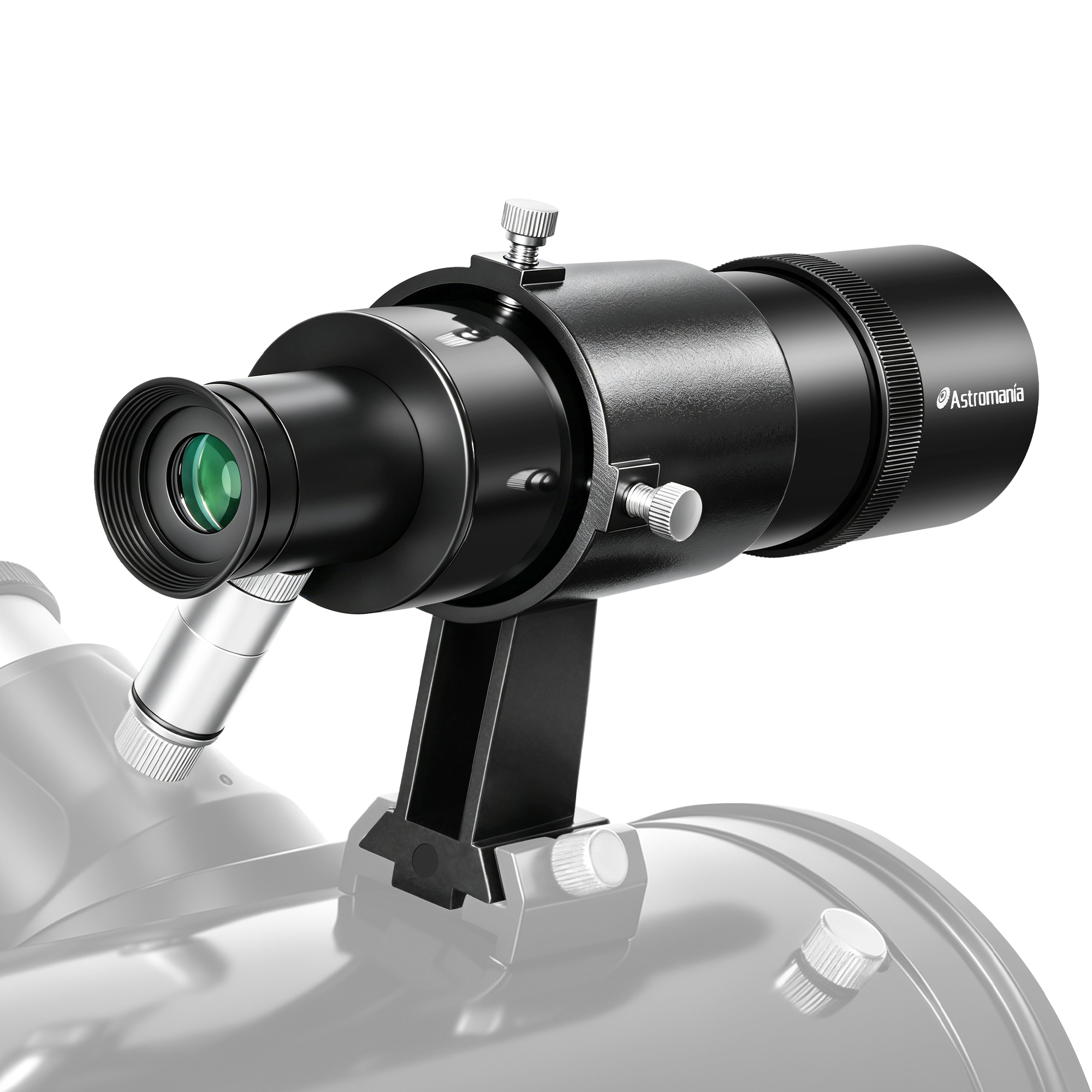 Astromania Illuminated Finder Scope for Telescope, 9x50 Finderscope Straight-Through Not Corrected Image FMC Lens Telescope Finder with Double Crosshair Reticle & Bracket for Astronomical Observation