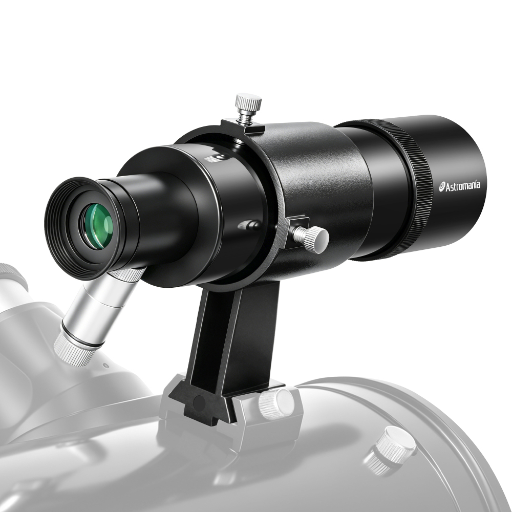 Astromania Illuminated Finder Scope for Telescope, 9x50 Finderscope Straight-Through Not Corrected Image FMC Lens Telescope Finder with Double Crosshair Reticle & Bracket for Astronomical Observation