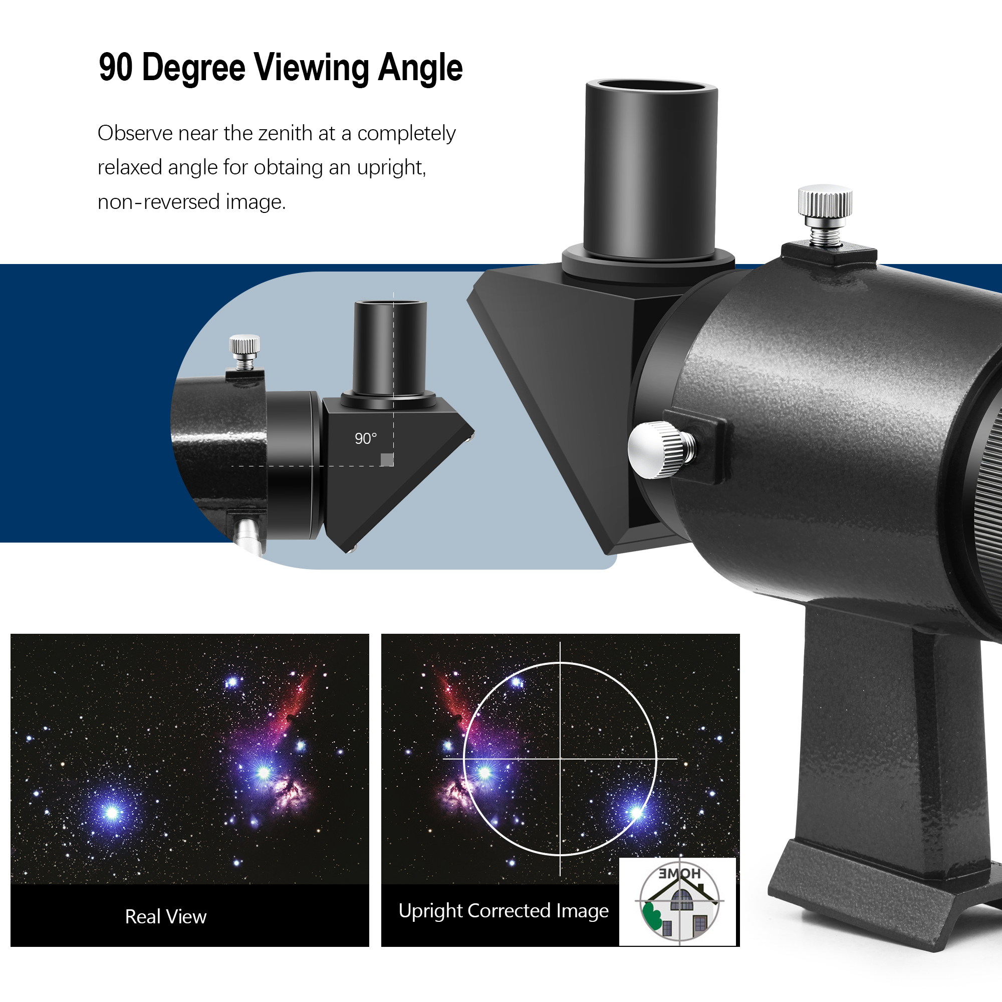 Astromania 9x50 Angled Finder Scope, Black - You will no longer need to strain your neck at difficult angles