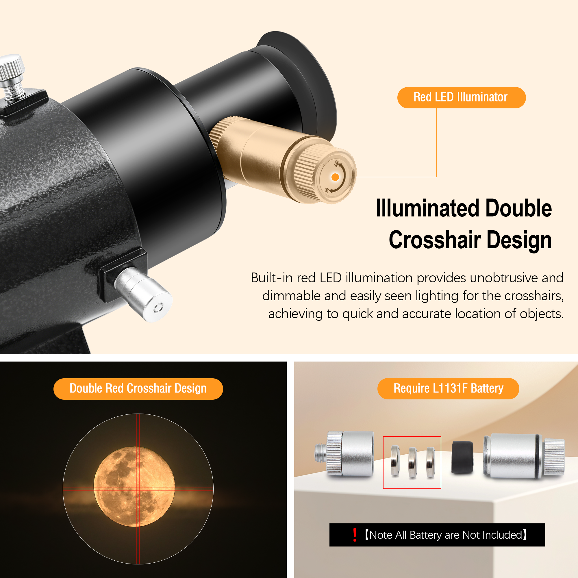Astromania Illuminated Finder Scope for Telescope, 9x50 Finderscope Straight-Through Not Corrected Image FMC Lens Telescope Finder with Double Crosshair Reticle & Bracket for Astronomical Observation