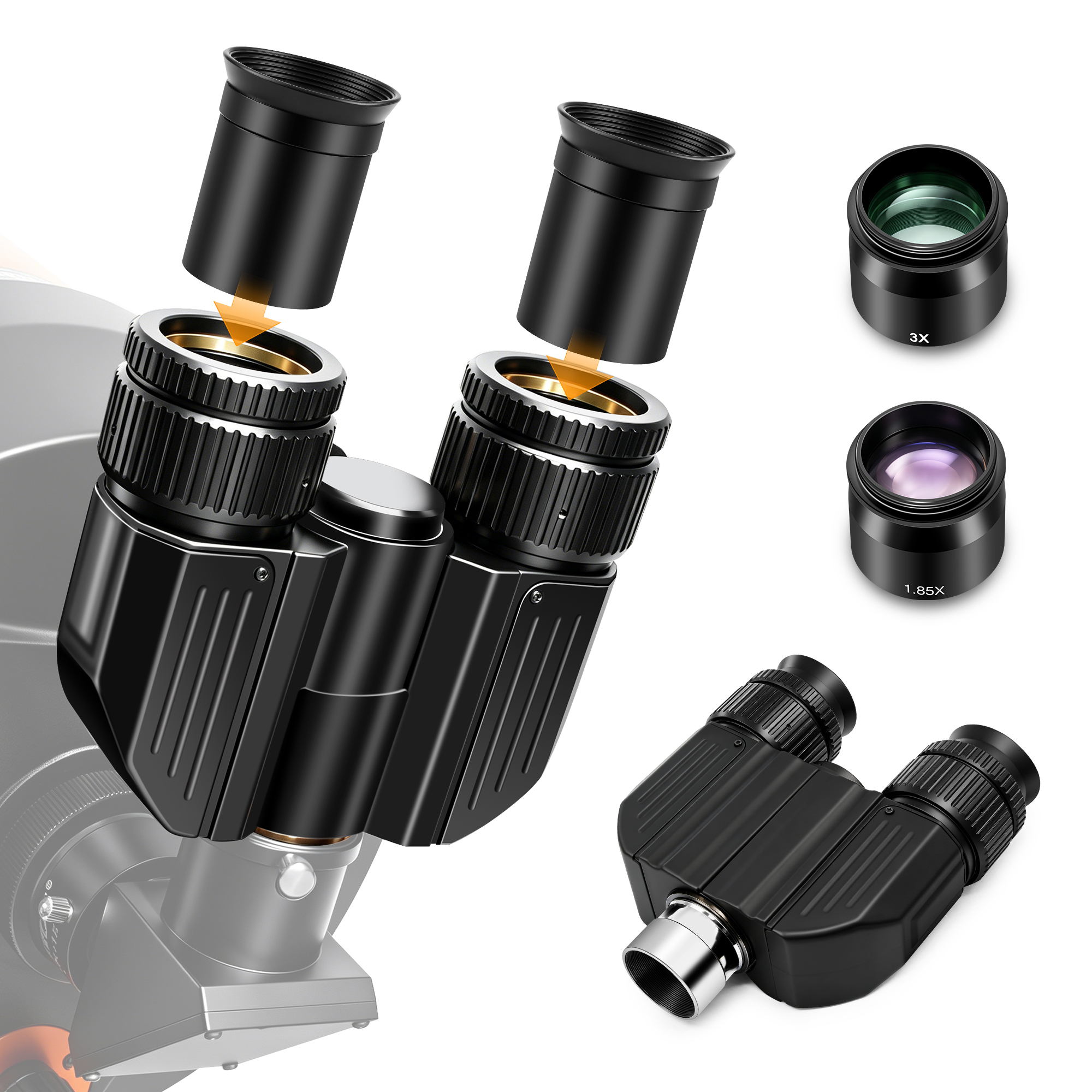 Astromania Stereo Bino Viewer with Two 32mm Plossl Eyepieces-allow you to adapt two eyepieces to your telescope and view with both eyes simultaneously