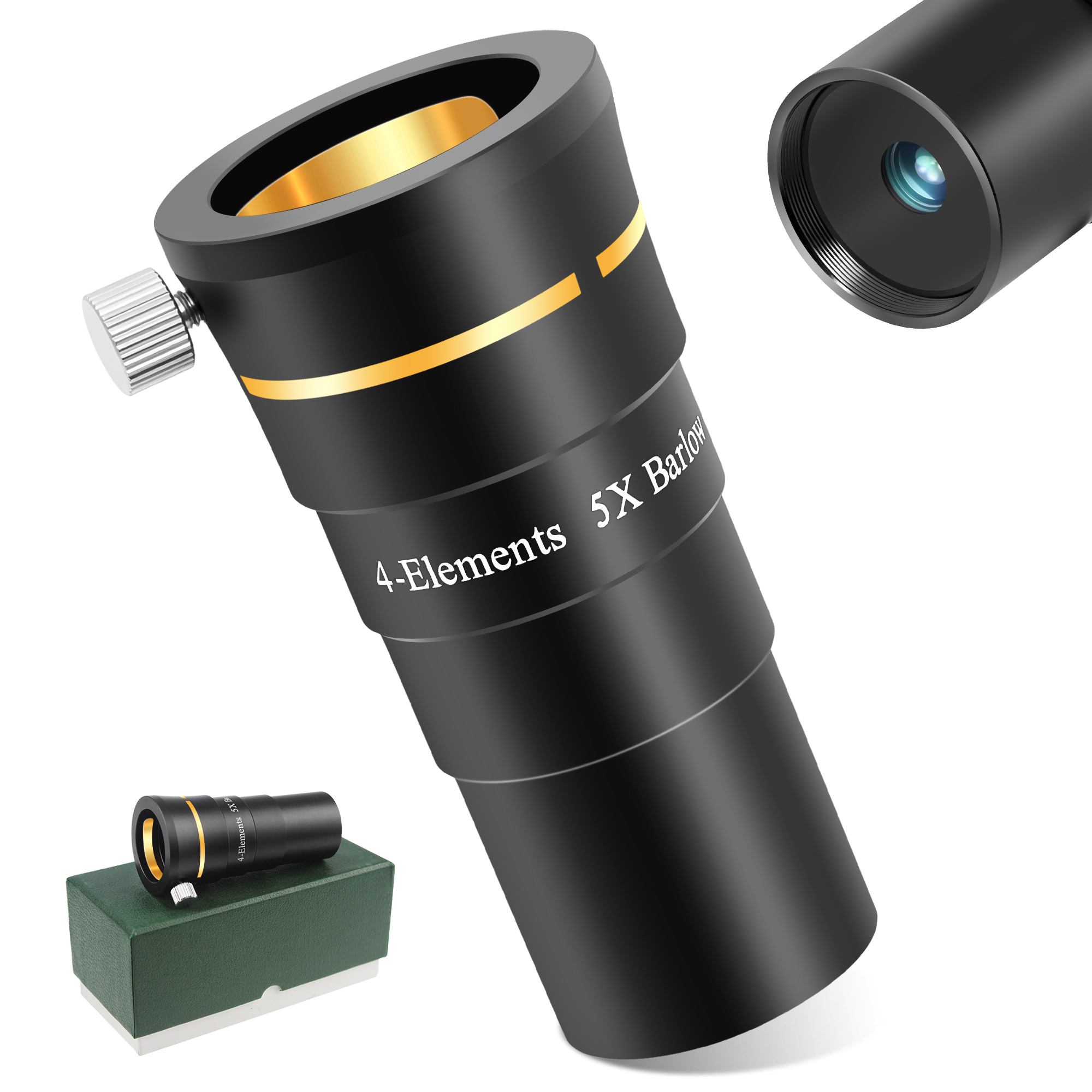 Astromania Telescope Barlow Lens 5x with 4-Elements Multi Coated Lens - 1.25 Inch Fully Metal Telescope Accessory for Astronomy & Astrophotography