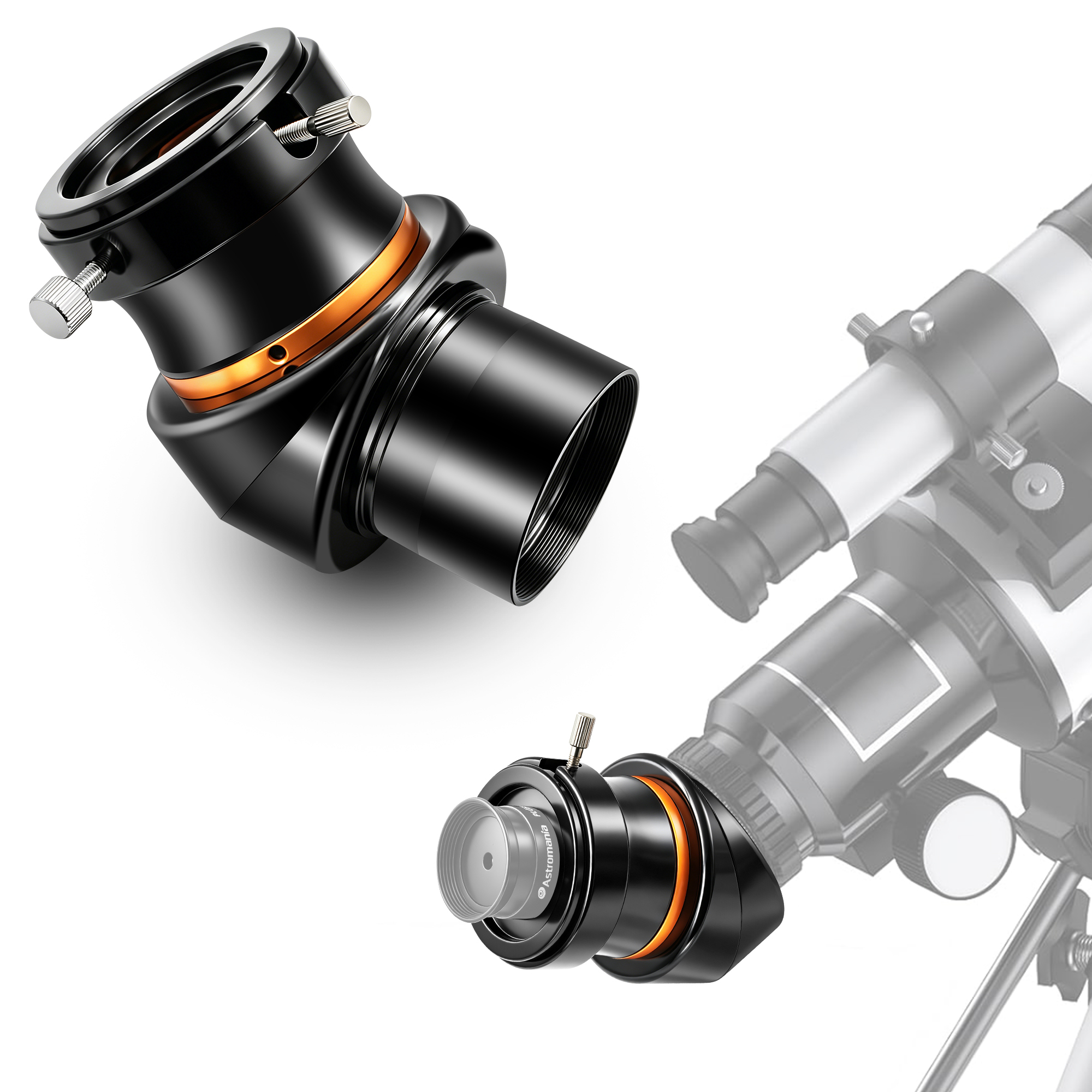 Astromania 2 Inch Diagonal 45-Degree Erect-image Prism for Telescope - Image Erecting BAK4 Prism with Anti-reflection Coating that Provides Sharp and Clear Image - with 2 to 1.25 Eyepiece Adapter