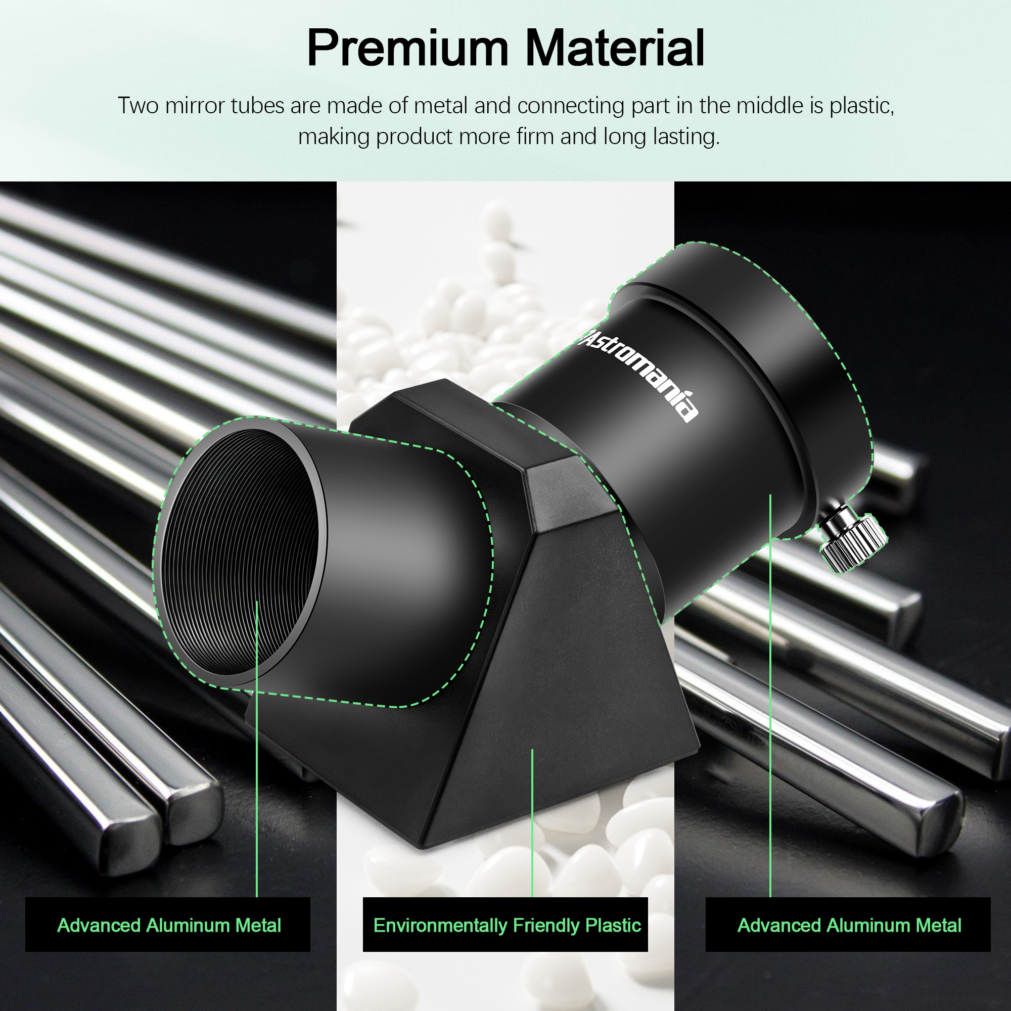 Astromania 1.25" 45-degree Diagonal Prism optical Prism inside rather than a mirror which makes your image clear and sharp