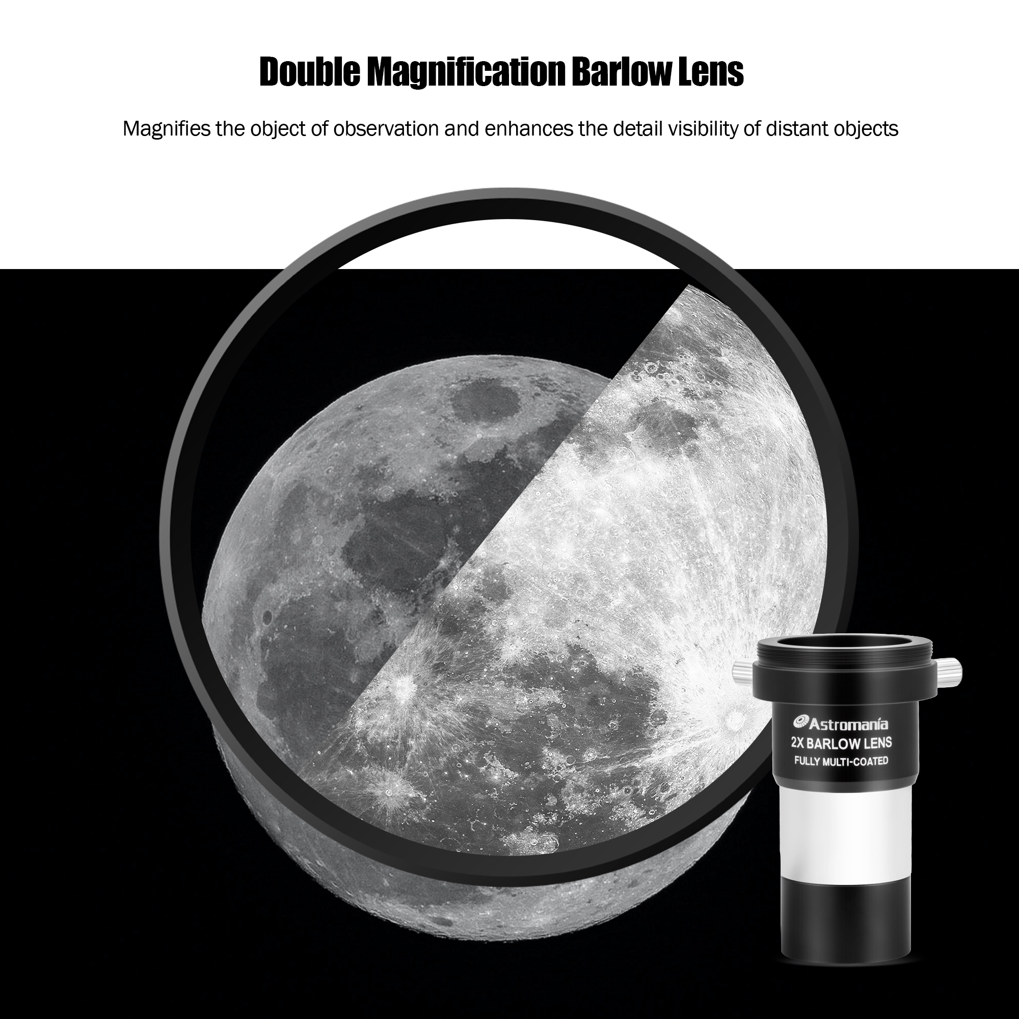 Astromania 1.25" Telescope Eyepiece & Filter Astronomical Kit with 2pcs Plossl Eyepieces, 3pcs Planetary Filters, Moon Filter and 2X Barlow Lens - A Useful Set of Accessories for Newcomer to Astronomy