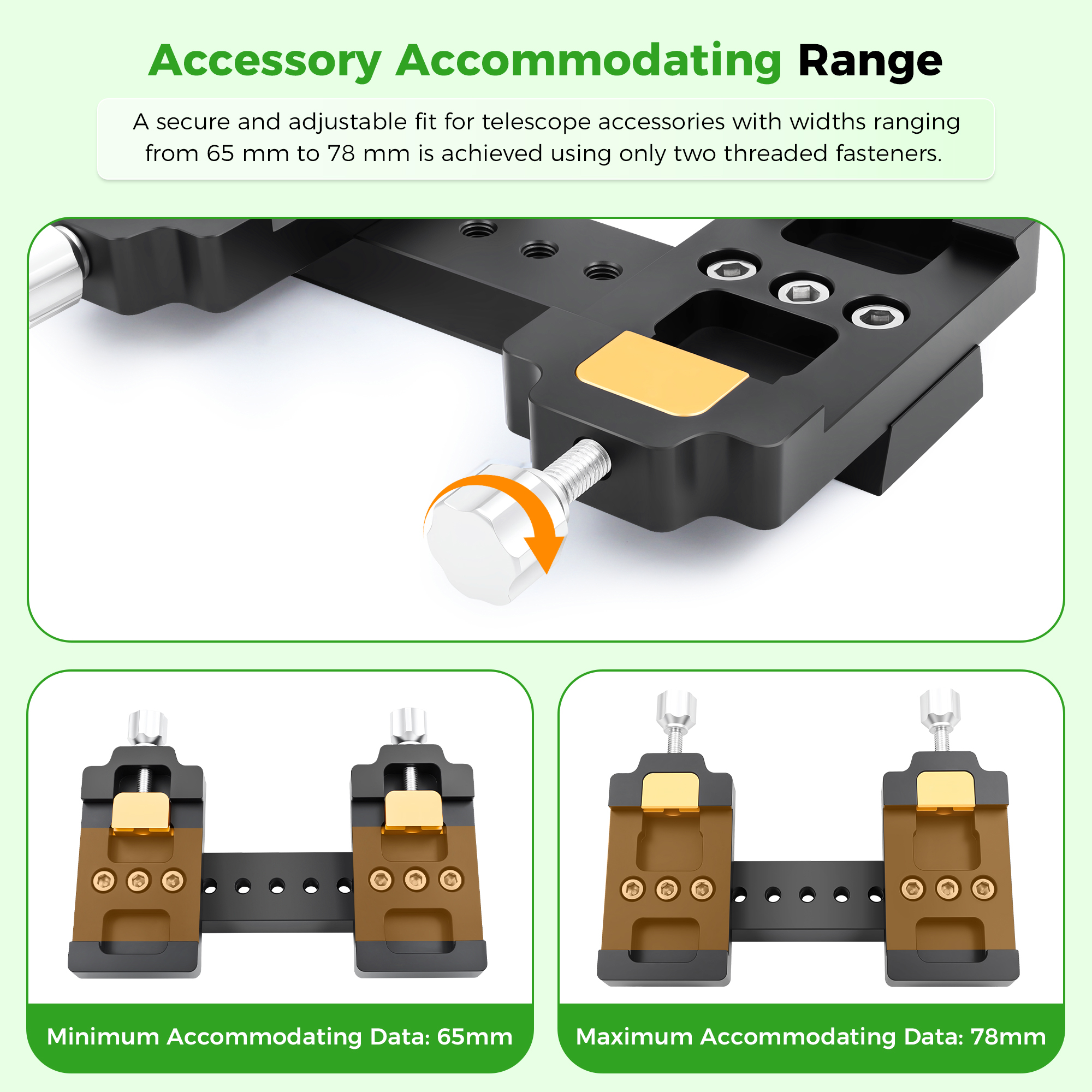 Astromania Narrow-to-Wide Dovetail Adapter Plate - Adaptor Dovetail Clamp from Vixen Level to Losmandy