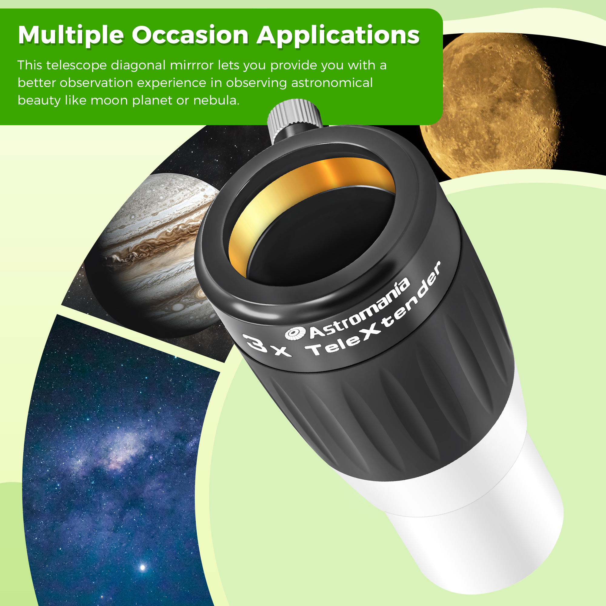 Astromania Barlow Lens 3X 1.25 Inch - 4-Elements Multi-Coated Metal TeleXtender for Telescope - Premium Apochromatic Design Telescope Accessories for Astronomical Photography