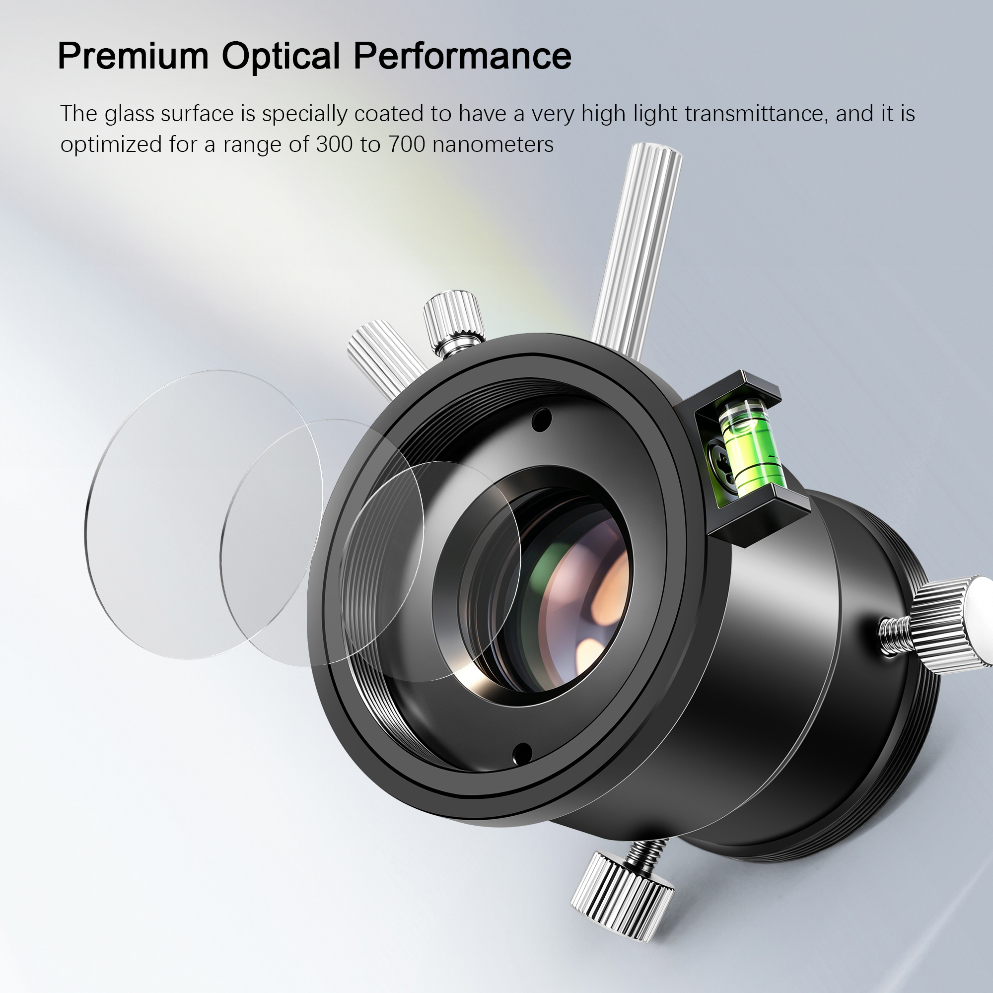 Astromania ADC Atmospheric Dispersion Corrector - 1.25 inches Apochromatic Correction Mechanism - Provides a Sharp Planetary Moon Image, Telescope Accessory with Bubble Level