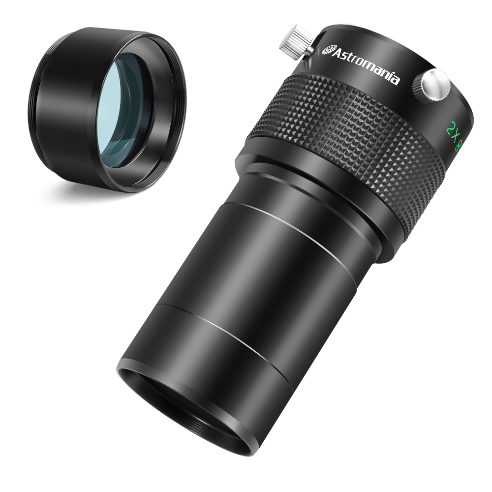 Astromania Barlow Lens 2X, 2 Inch Barlow Lens Fully Multi-Coated Metal for Telescopes Premium Dual Power ED Glass Telescope Accessory with Internal Brass Ring for 2 inch & 1.25 inch Telescope Eyepiece