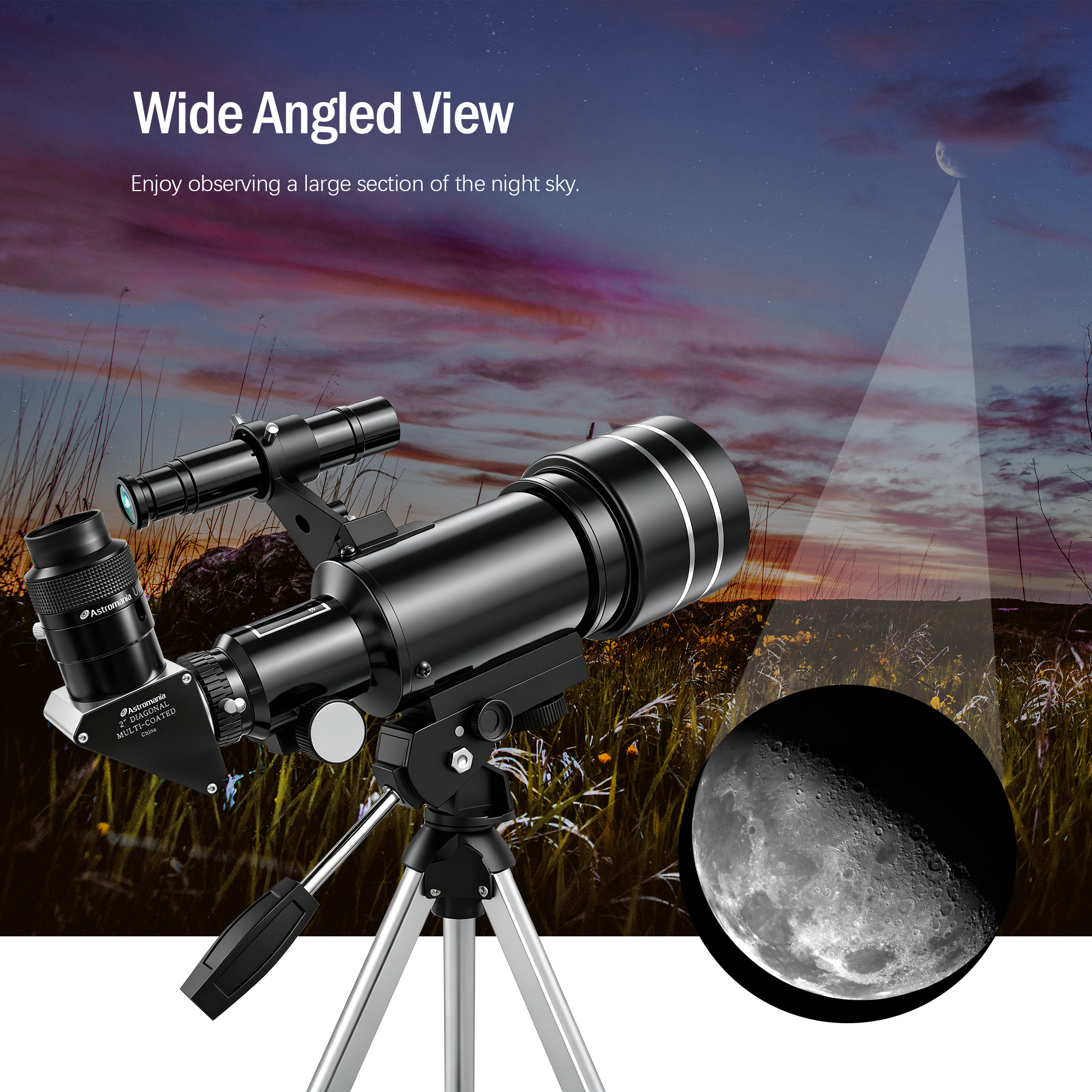Astromania 2 Inch Star Diagonal 90-Degree Mirror with 93% Reflectivity Dielectric Coatings - Fully Metal for Refracting Telescope Eyepiece Lens for Astronomical Visual Astrophotography