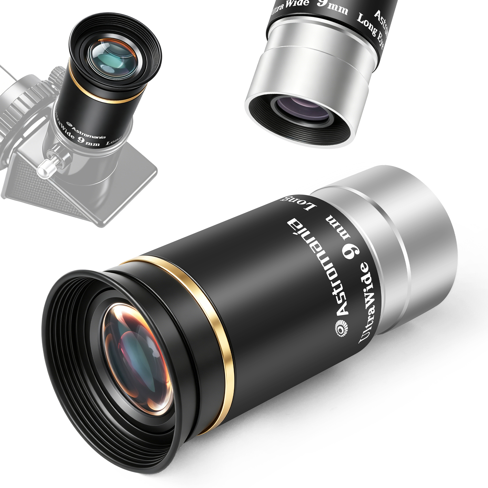 Astromania Telescope Eyepiece 1.25 inch HD Fully Multi Coated Telescope Accessory, 66 Degree Ultra Wide Angle Eyepiece for Astronomy Telescope, Long Eye Relief HD 9mm Wide Angle Telescope Eyepiece