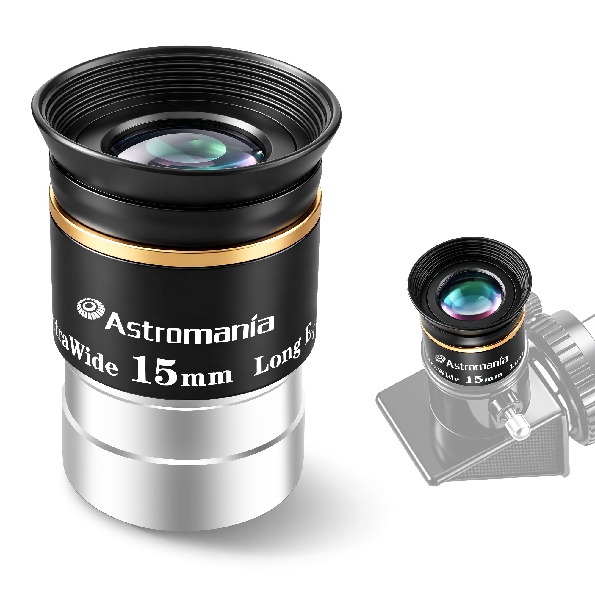 Astromania Telescope Eyepiece 1.25 inch HD Fully Multi Coated Telescope Accessory, 66 Degree Ultra Wide Angle Eyepiece for Astronomy Telescope, Long Eye Relief HD 15mm Wide Angle Telescope Eyepiece