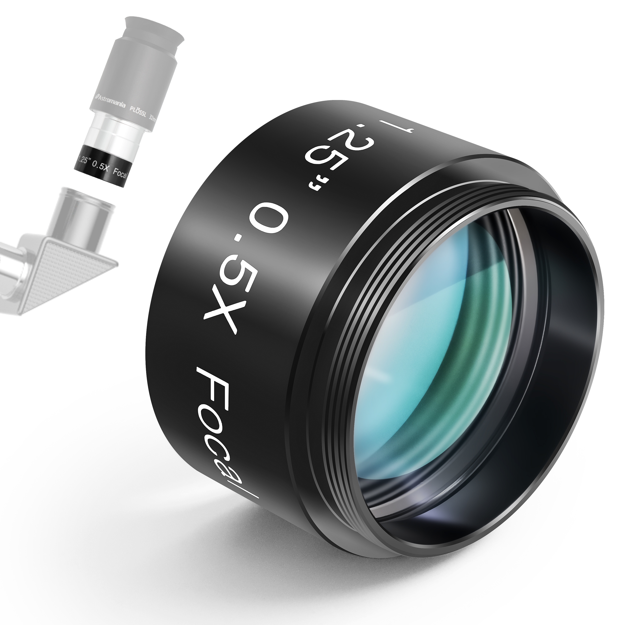 Astromania 0.5X Focal Reducer for Telescope, Fully Multi Coated Field Corrector Imaging Accessory for Telescope Eyepiece Visual and Photography Use - 1.25 inch Filter Thread 28.5x0.75mm on Both Sides