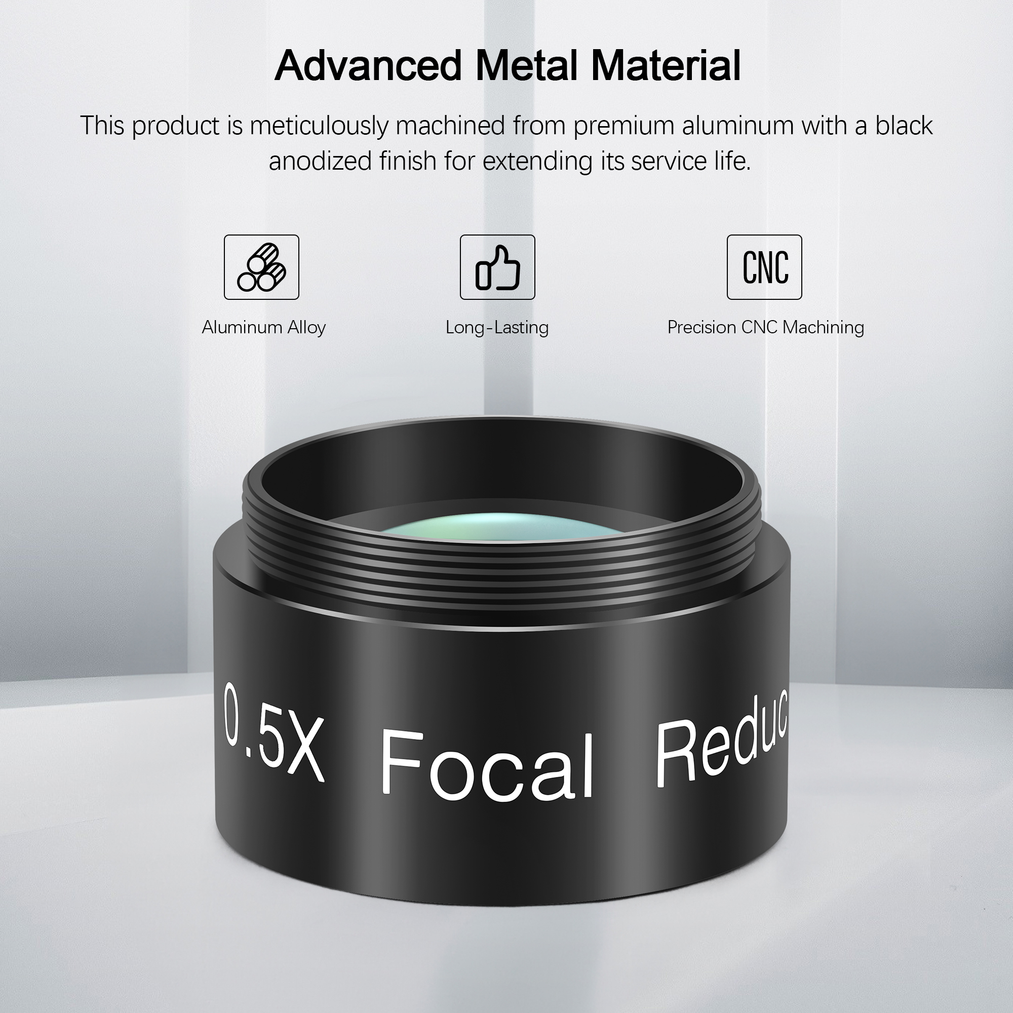 Astromania 0.5X Focal Reducer for Telescope, Fully Multi Coated Field Corrector Imaging Accessory for Telescope Eyepiece Visual and Photography Use - 1.25 inch Filter Thread 28.5x0.75mm on Both Sides