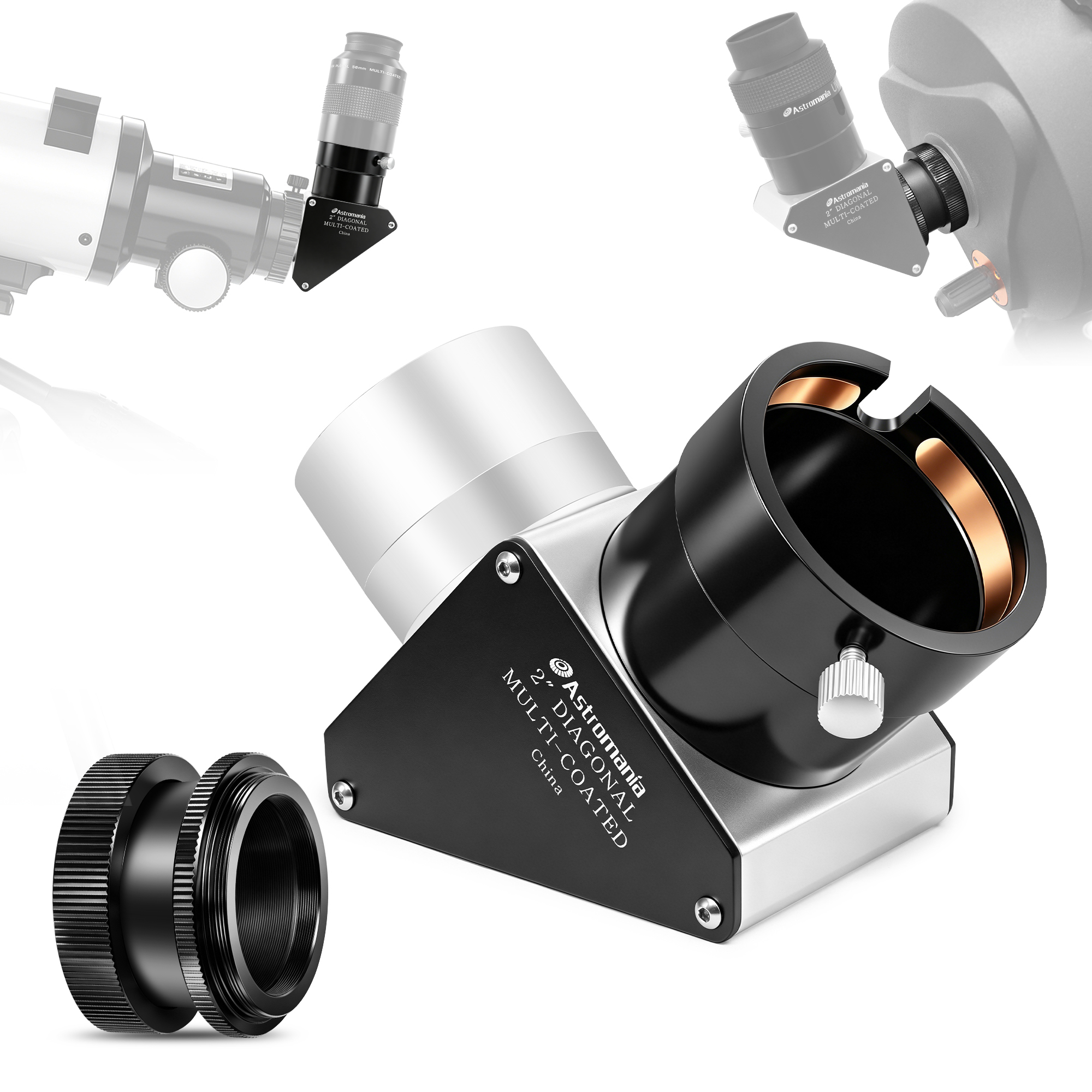 Astromania 2 Inch SCT Diagonal 90-Degree Mirror Fully Metal with 93% Reflectivity Across Visible Spectrum - Suitable for Most Telescopes, including Refractor and Schmidt-Cassegrain telescopes