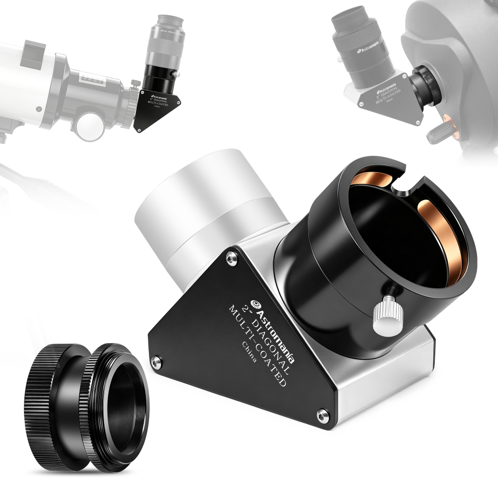 Astromania 2 Inch SCT Diagonal 90-Degree Mirror Fully Metal with 93% Reflectivity Across Visible Spectrum - Suitable for Most Telescopes, including Refractor and Schmidt-Cassegrain telescopes