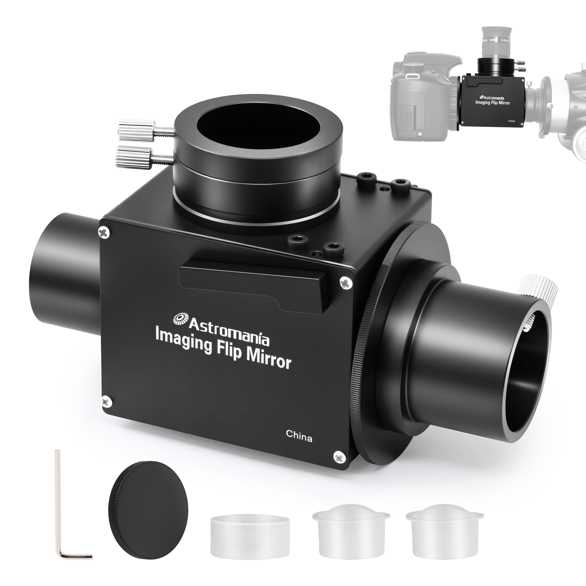 Astromania 1.25 Inch Flip Mirror for Telescope with Eyepiece Adapter, Precise Focusing & Centering Telescope Accessories with Camera & Eyepiece for Simultaneous Naked-Eye Viewing & Astrophotography