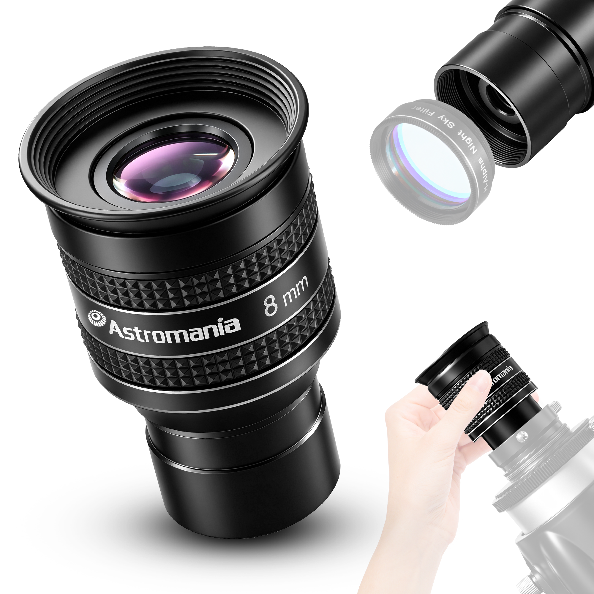 Astromania Telescope Eyepiece 8mm, Wide Angle 58 Degree Apparent Field Planetary Eyepiece for 1.25 inch Astronomy Telescope & Filter, Fully Multi-Coated Telescope Accessory for Planetary Observation