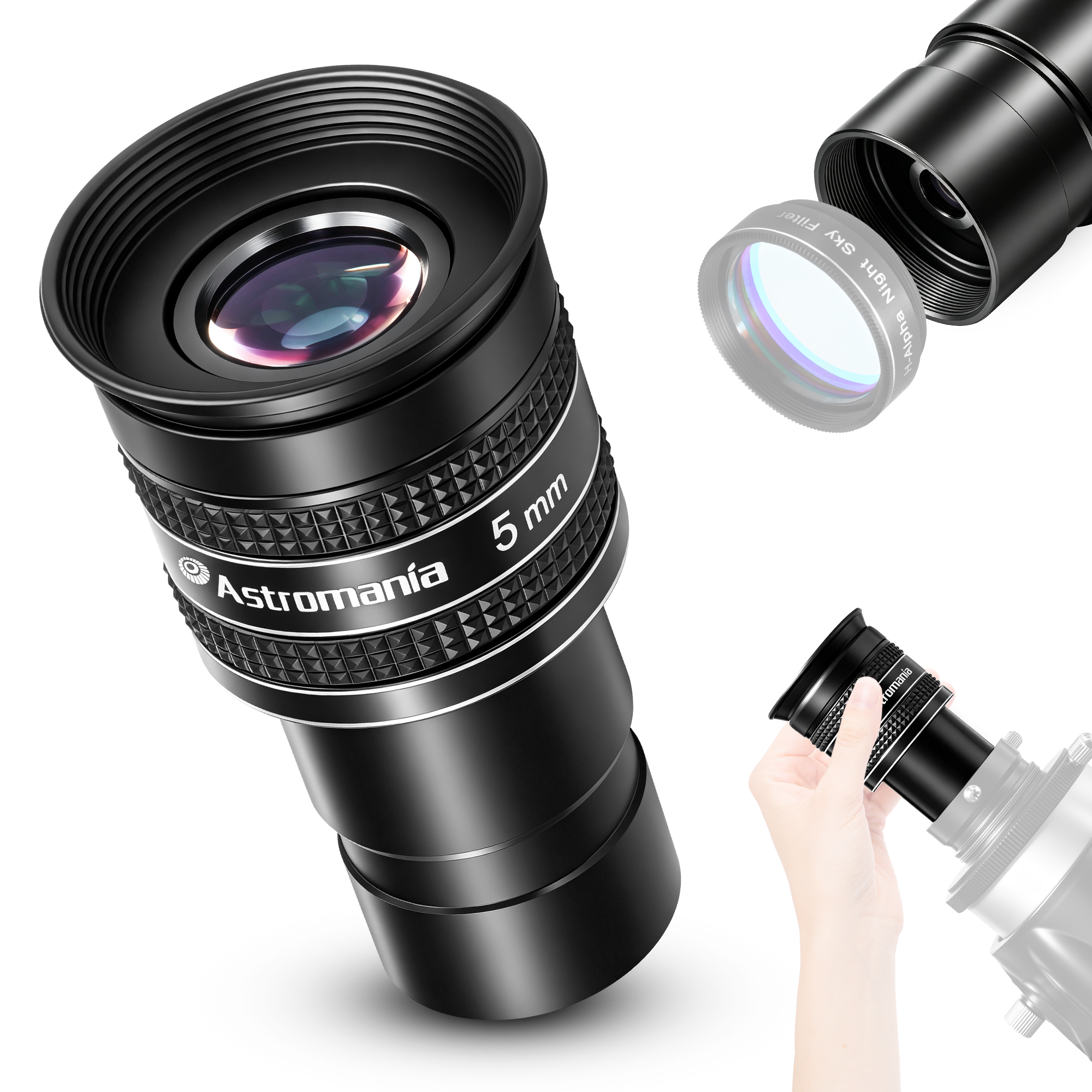 Astromania Telescope Eyepiece 5mm, Wide Angle 58 Degree Apparent Field Planetary Eyepiece for 1.25 inch Astronomy Telescope & Filter, Fully Multi-Coated Telescope Accessory for Planetary Observation