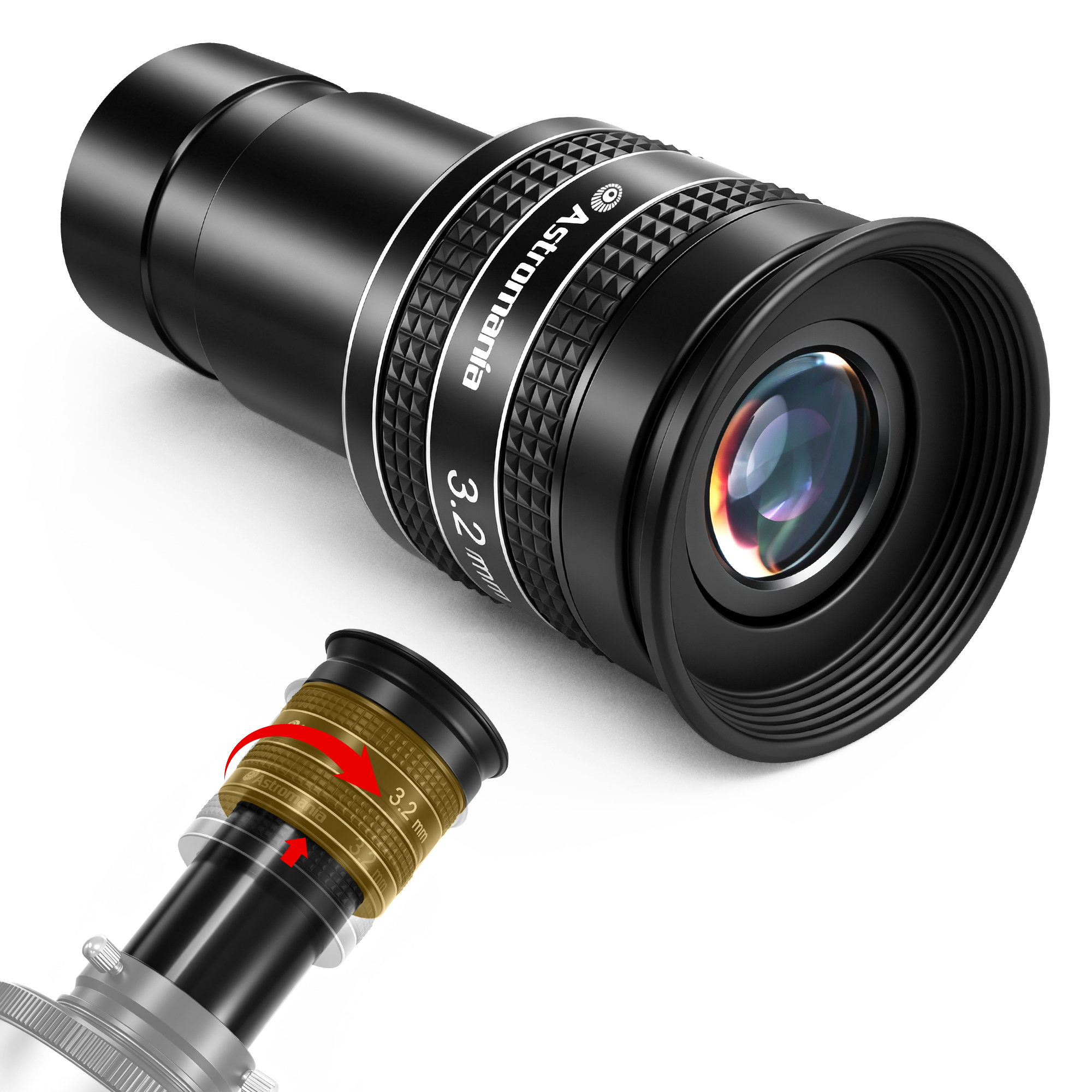 Astromania Telescope Eyepiece 3.2mm, Wide Angle 58 Degree Apparent Field Planetary Eyepiece for 1.25 inch Astronomy Telescope & Filter, Fully Multi-Coated Telescope Accessory for Planetary Observation