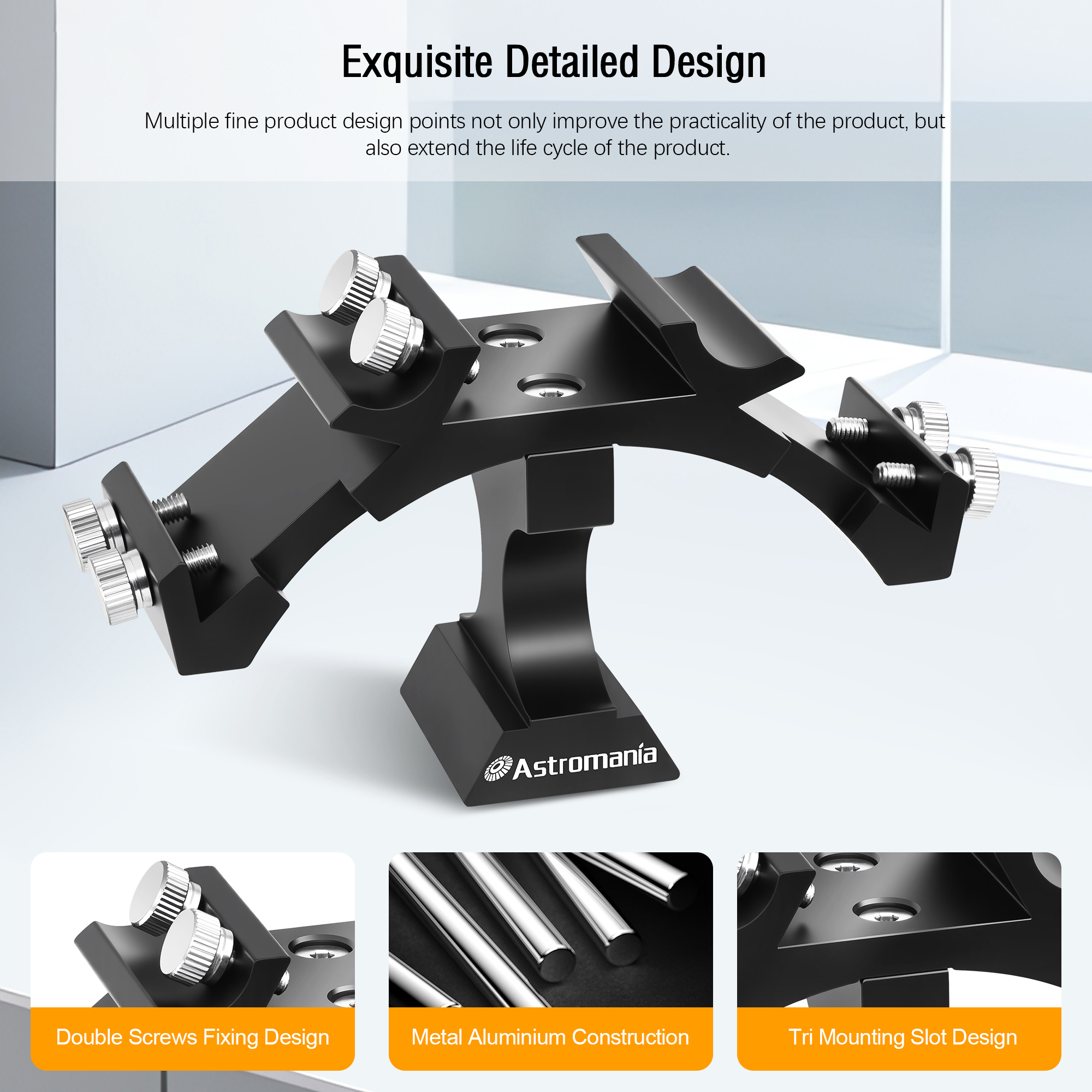 Astromania Finder Scope Mount Tri-Finder, Finderscope Mount Bracket with Triple Red Dot Finder Mount - Adjustable Aluminum Telescope Finder Bracket Installation of Red Dot Finderscope for Telescope