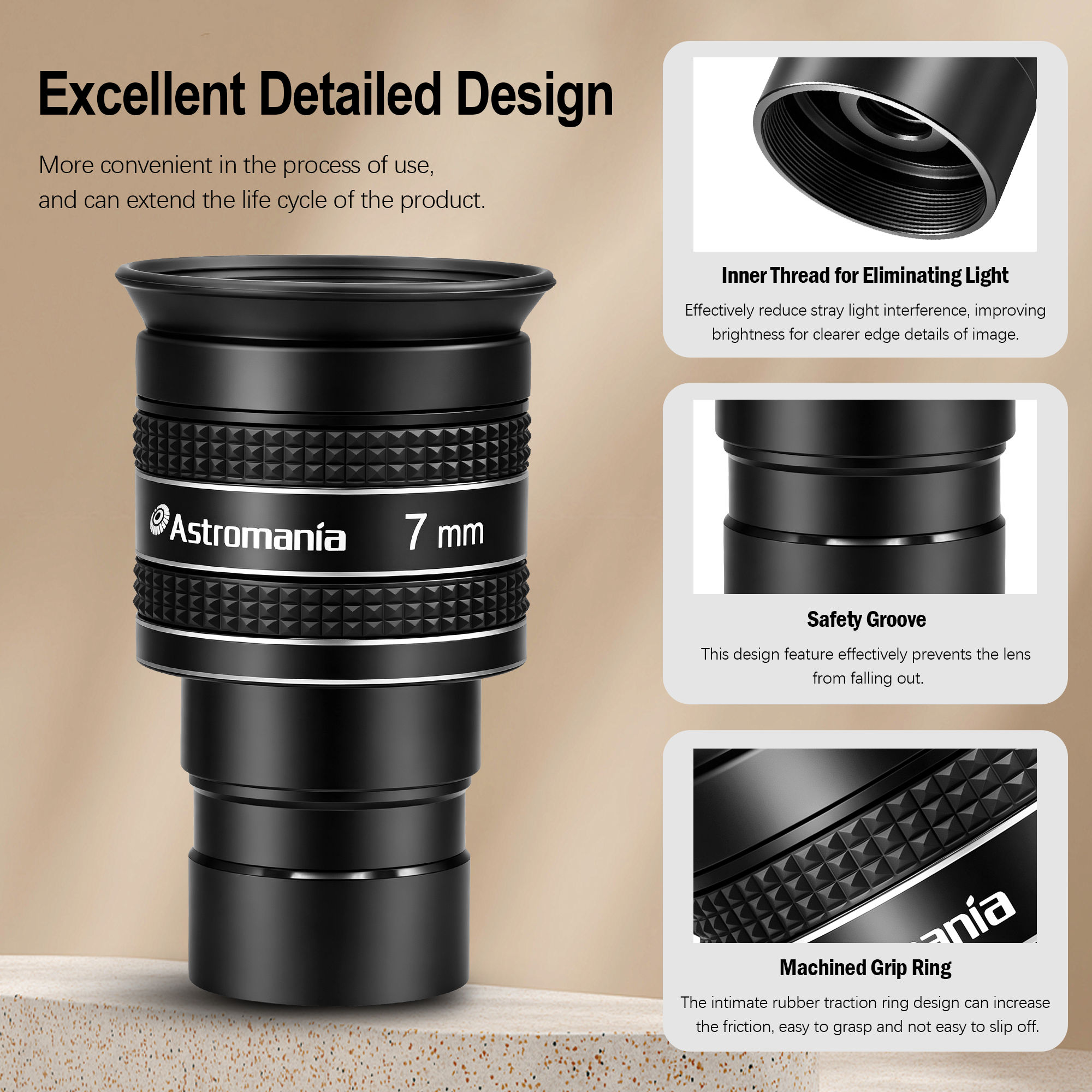 Astromania Telescope Eyepiece 7mm, Wide Angle 58 Degree Apparent Field Planetary Eyepiece for 1.25 inch Astronomy Telescope & Filter, Fully Multi-Coated Telescope Accessory for Planetary Observation