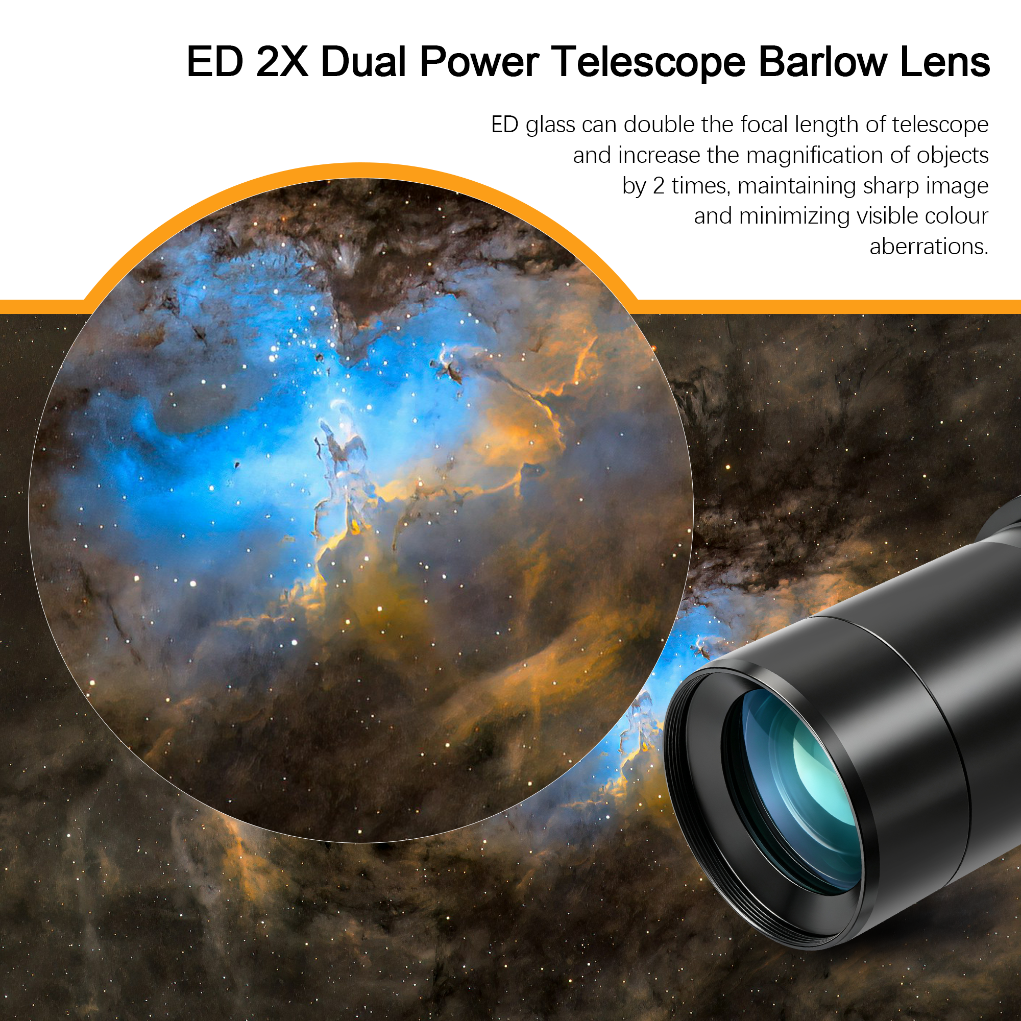 Astromania 2" Telescope Eyepiece and Filter Accessory Kit Deluxe Version - with 3pcs Kellner Eyepieces Set, 5pcs Colored Filter Set, ED 2x Barlow Lens, 2" SCT 90° Mirror Diagonal and Sturdy Carry Case