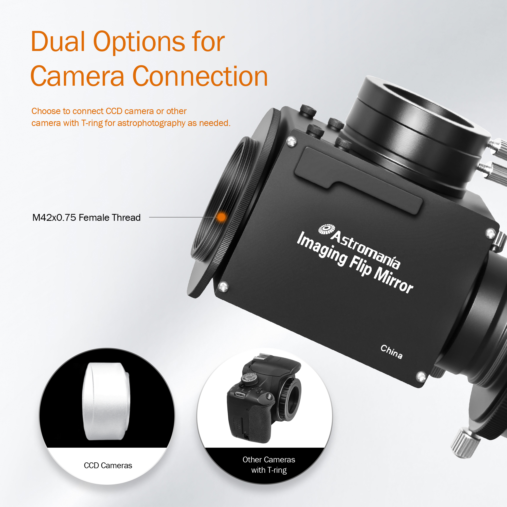 Astromania 1.25 Inch Flip Mirror for Telescope with Eyepiece Adapter, Precise Focusing & Centering Telescope Accessories with Camera & Eyepiece for Simultaneous Naked-Eye Viewing & Astrophotography