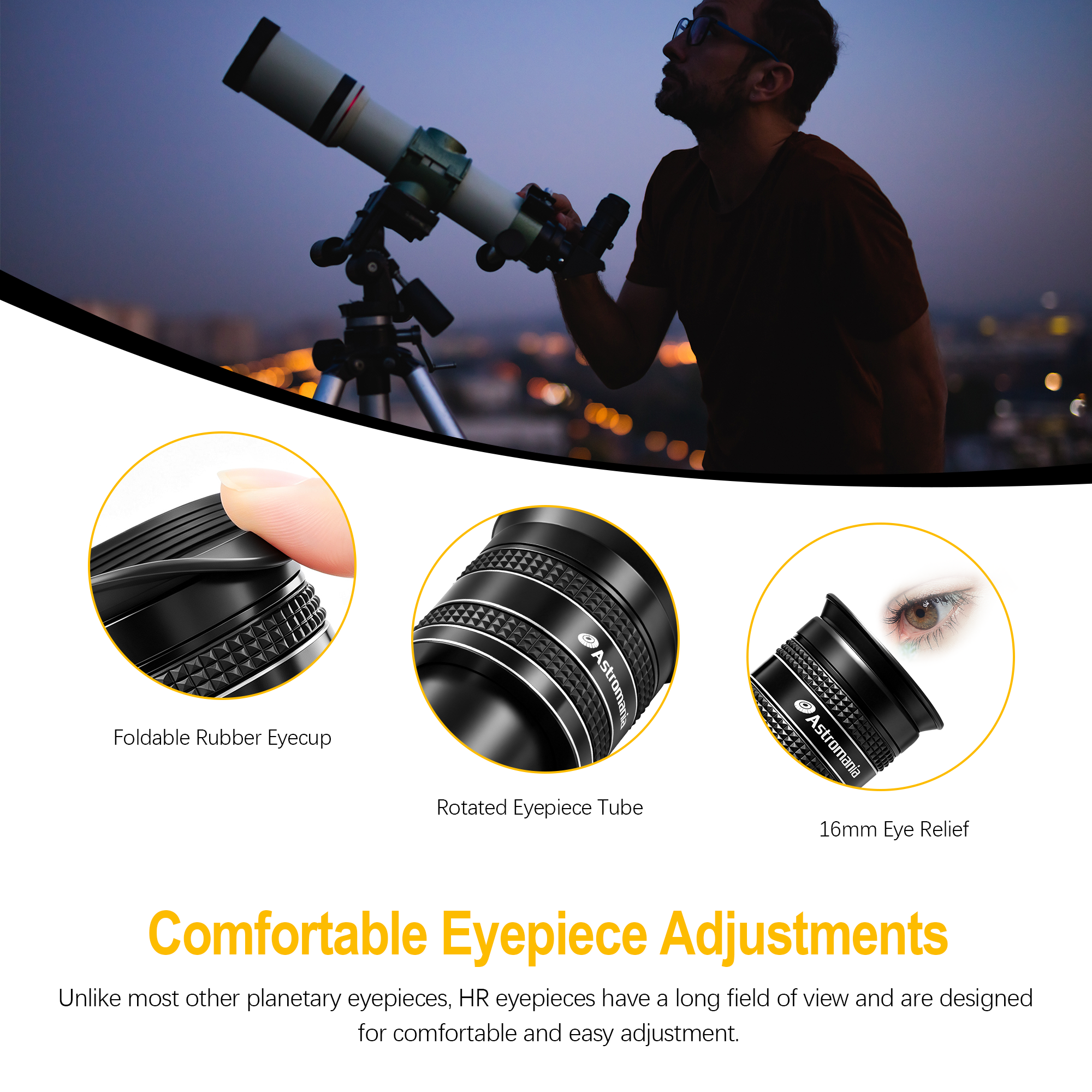 Astromania Telescope Eyepiece 5mm, Wide Angle 58 Degree Apparent Field Planetary Eyepiece for 1.25 inch Astronomy Telescope & Filter, Fully Multi-Coated Telescope Accessory for Planetary Observation