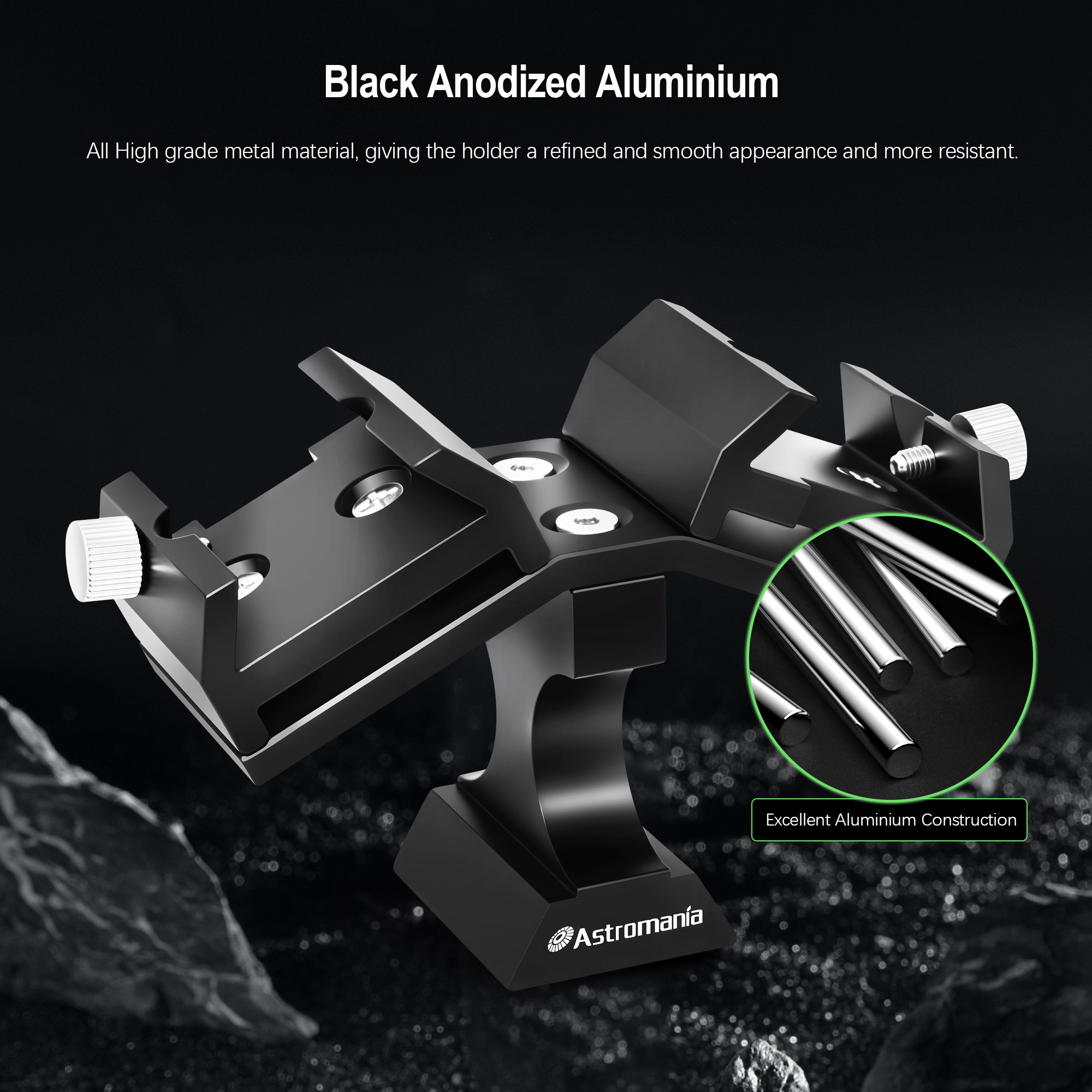 Astromania Dual Finder Scope Mount, Finderscope Mount Bracket with Double Finder Mount Bracket - Adjustable Metal Aluminum Telescope Finder Bracket Installation of Red Dot Finderscope for Telescope